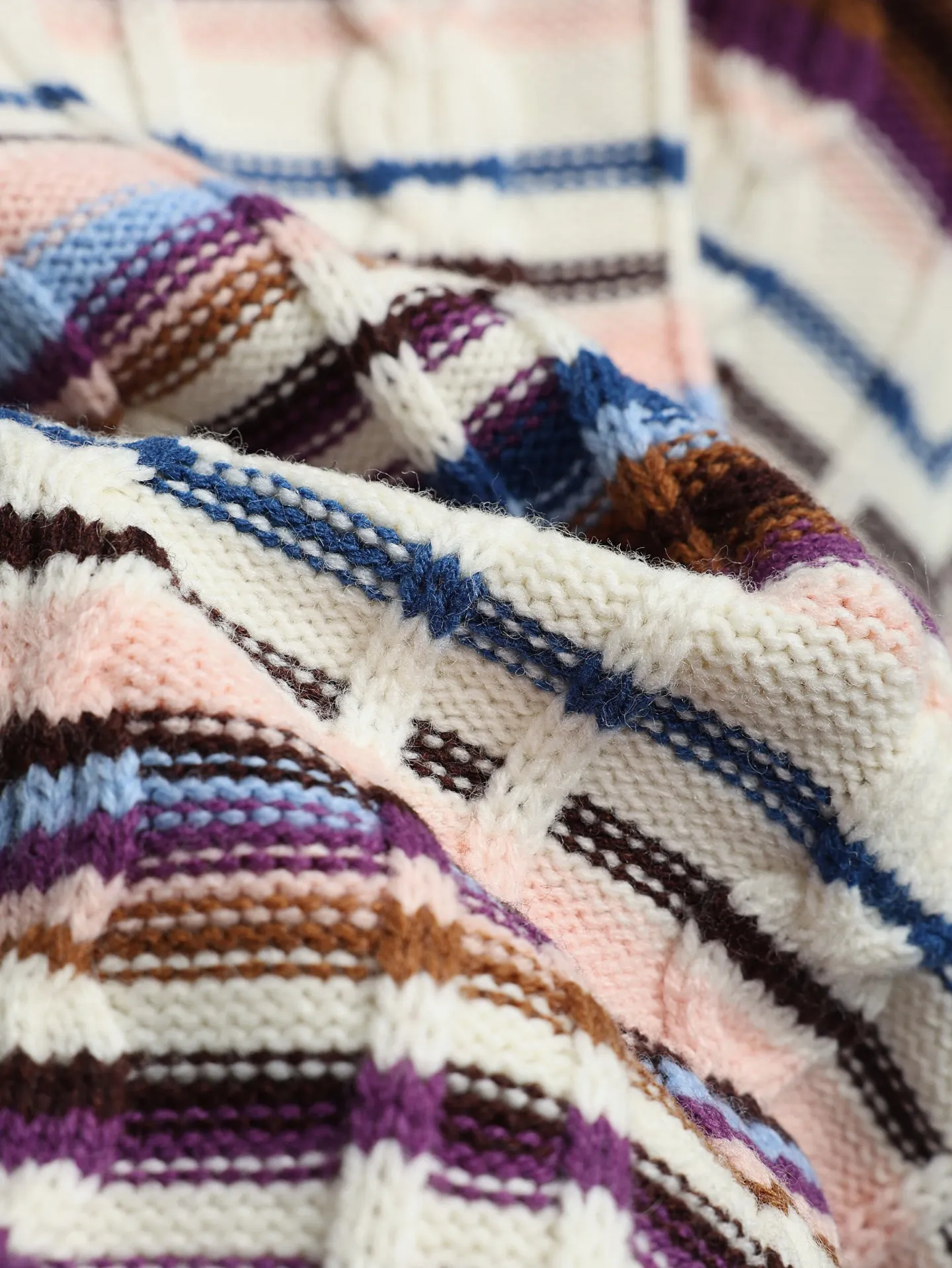 Striped Cable-Knit Zip-Up Cardigan D34020589 — view 9