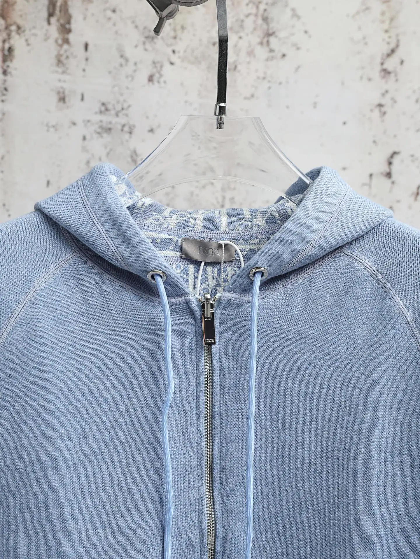 Oblique Lining Zip-Up Hooded Sweatshirt D34520599 — view 4