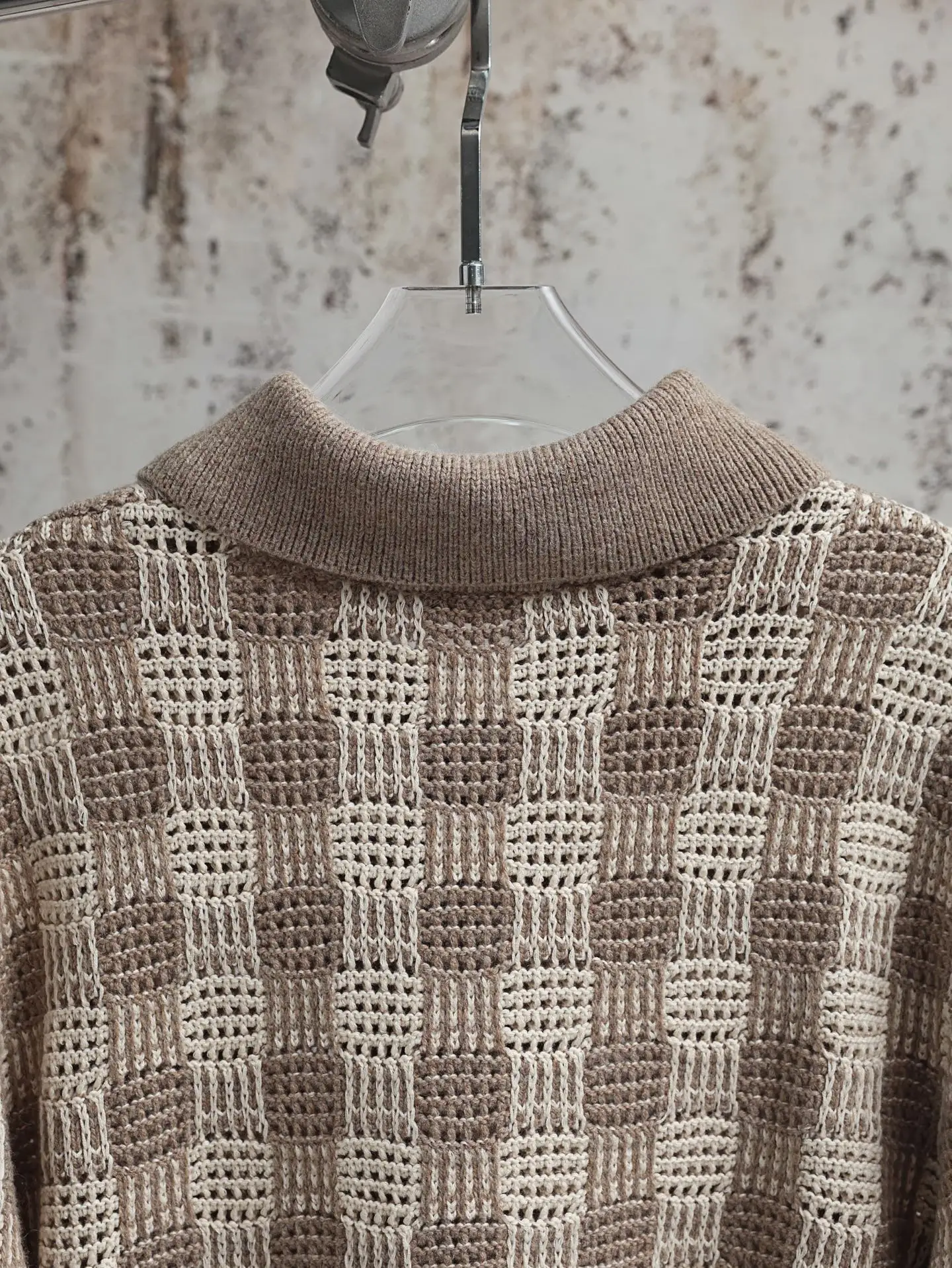 Damier Crochet Knit Cardigan D34520590 — view 7