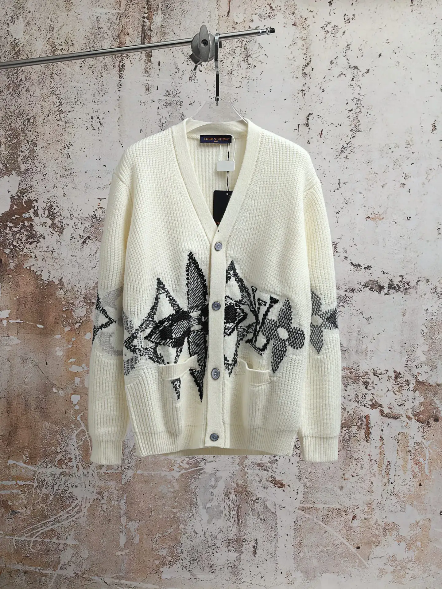 Monogram Intarsia Wool V-Neck Cardigan D35520605