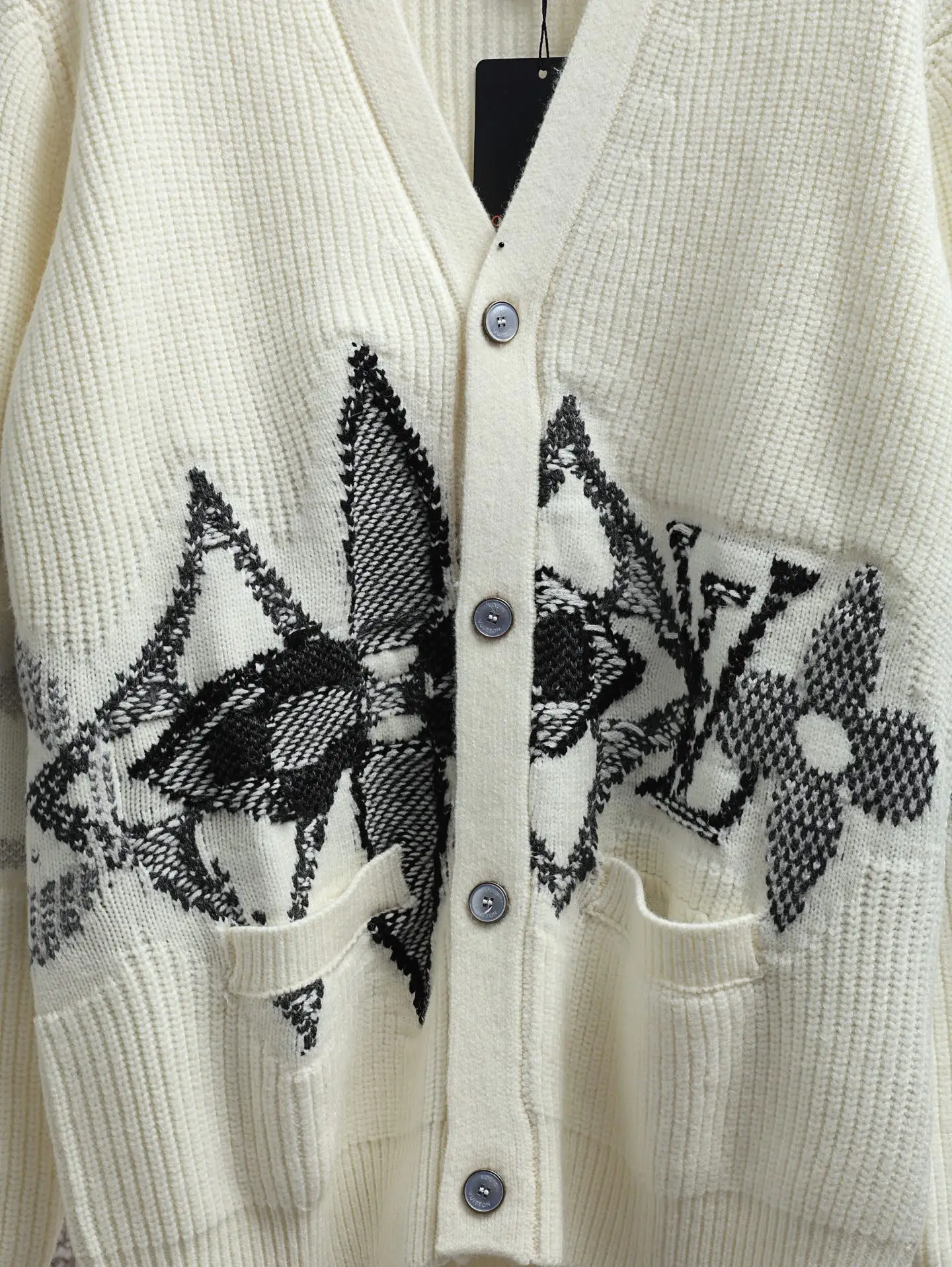 Monogram Intarsia Wool V-Neck Cardigan D35520605 — view 3
