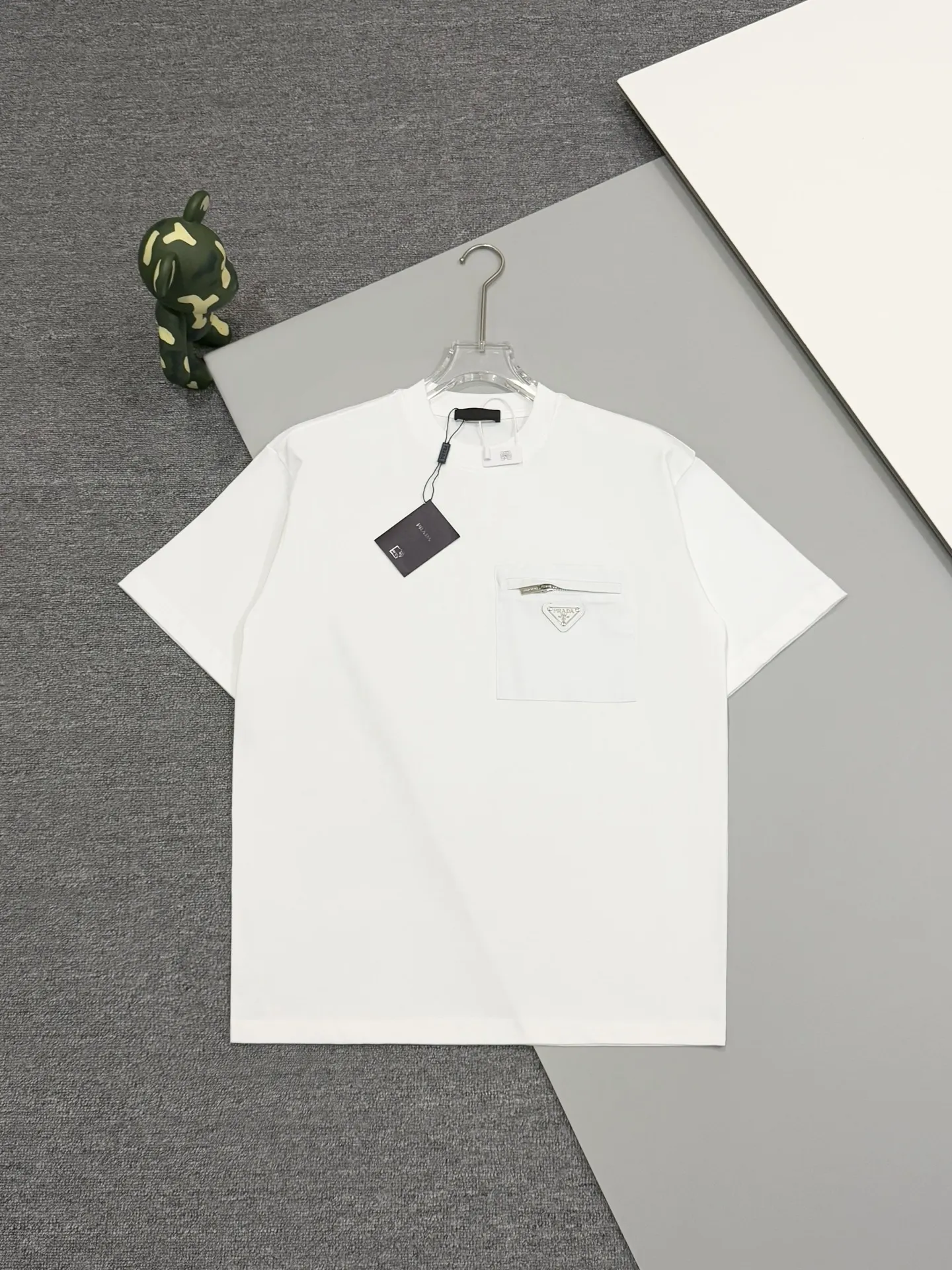 Nylon Pocket Cotton T-Shirt with Enamel Triangle Logo D13513332