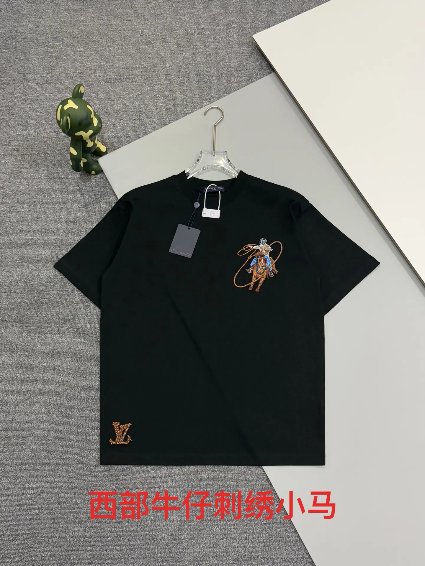 Embroidered Cowboy Lasso Cotton T-Shirt D14513056