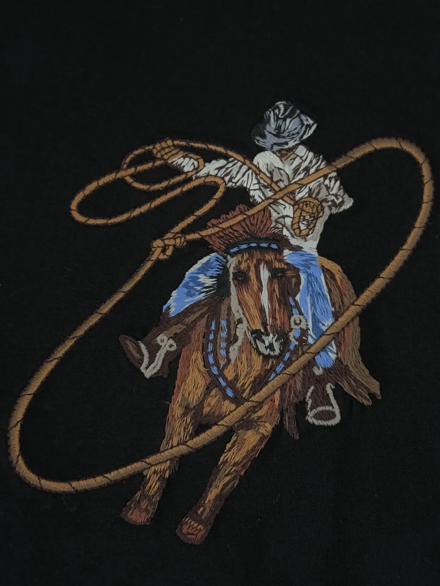 Embroidered Cowboy Lasso Cotton T-Shirt D14513056 — view 4