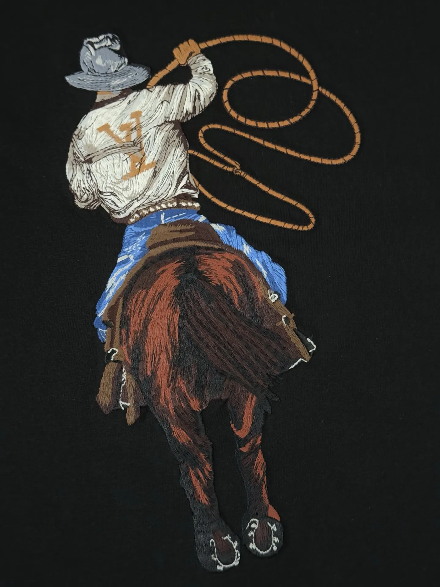 Embroidered Cowboy Lasso Cotton T-Shirt D14513056 — view 7