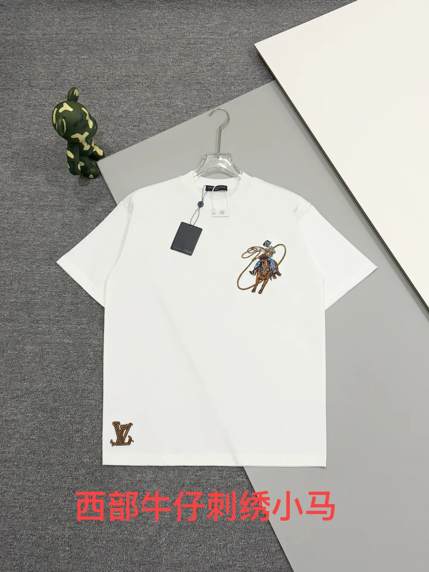 Cowboy Embroidered Cotton T-Shirt D14513055