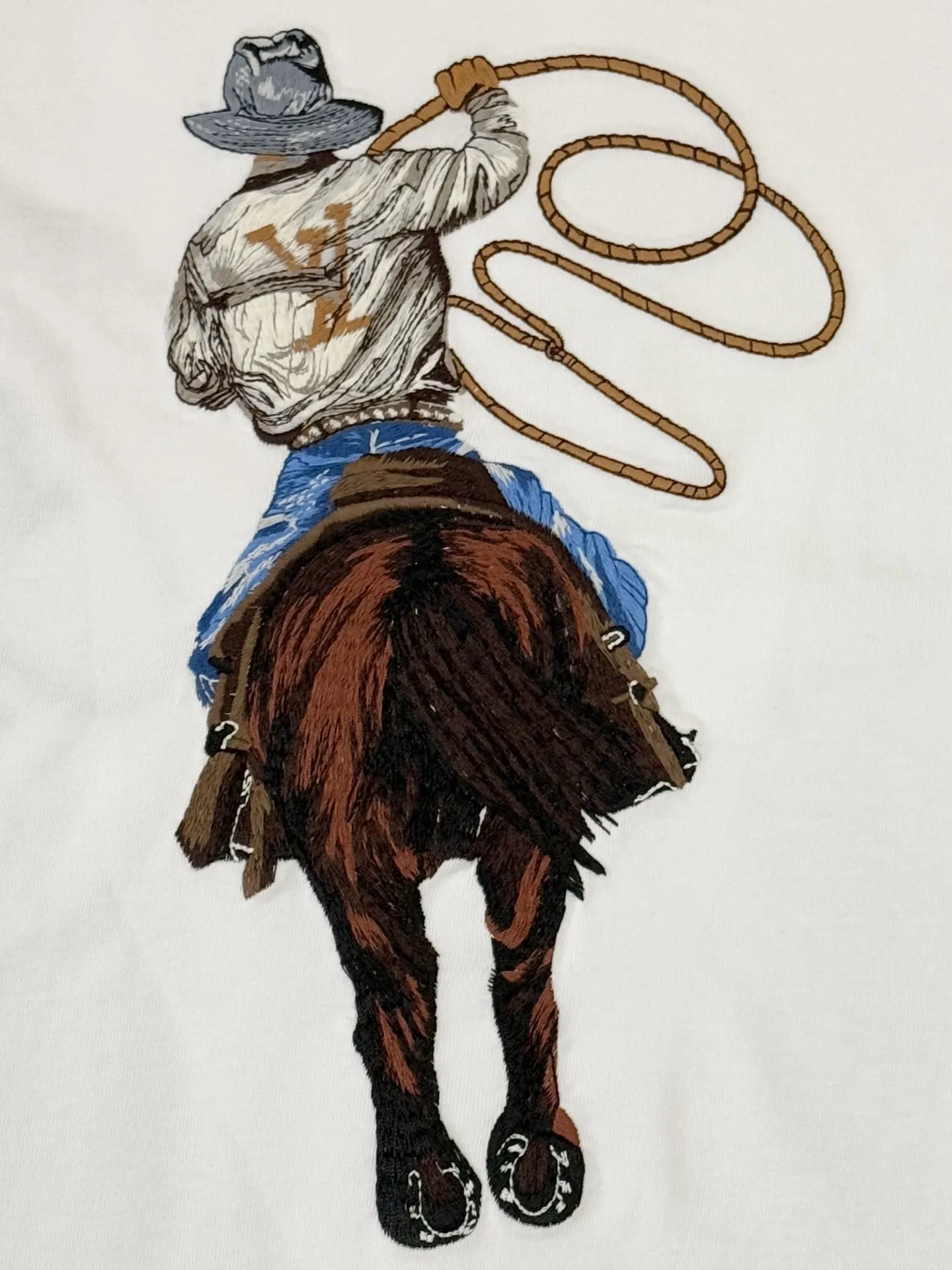 Cowboy Embroidered Cotton T-Shirt D14513055 — view 7