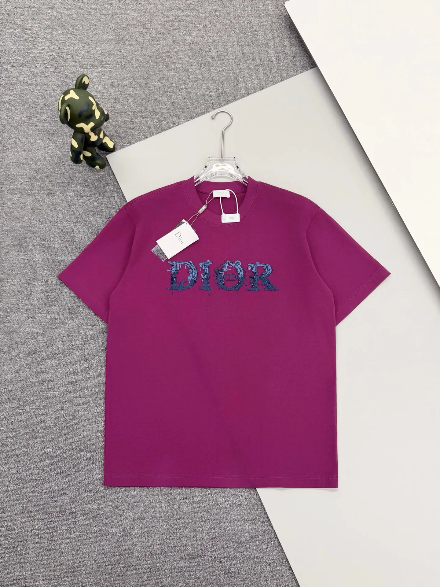 Beaded Logo Embroidery Cotton T-Shirt D15013241