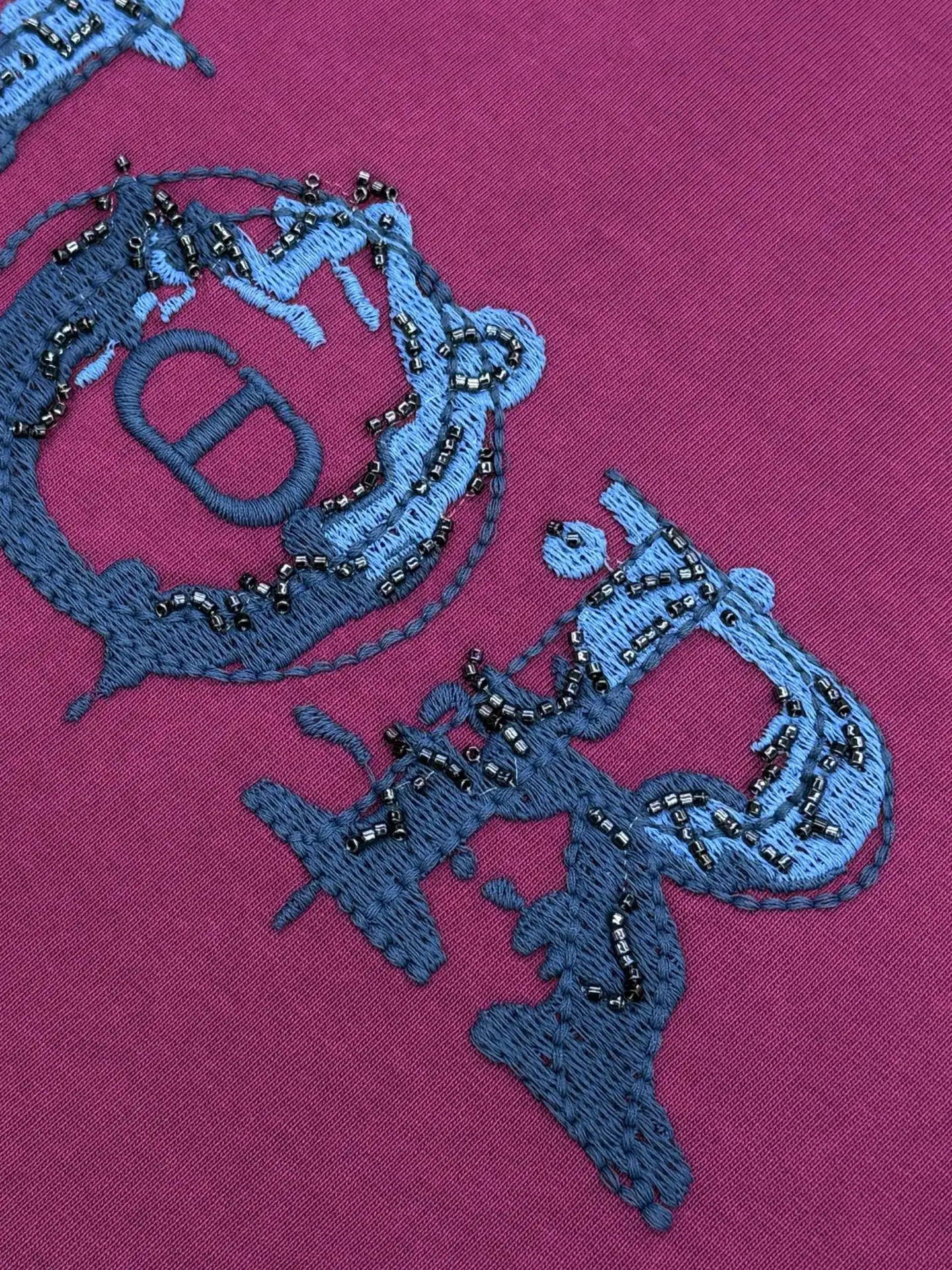 Beaded Logo Embroidery Cotton T-Shirt D15013241 — view 4