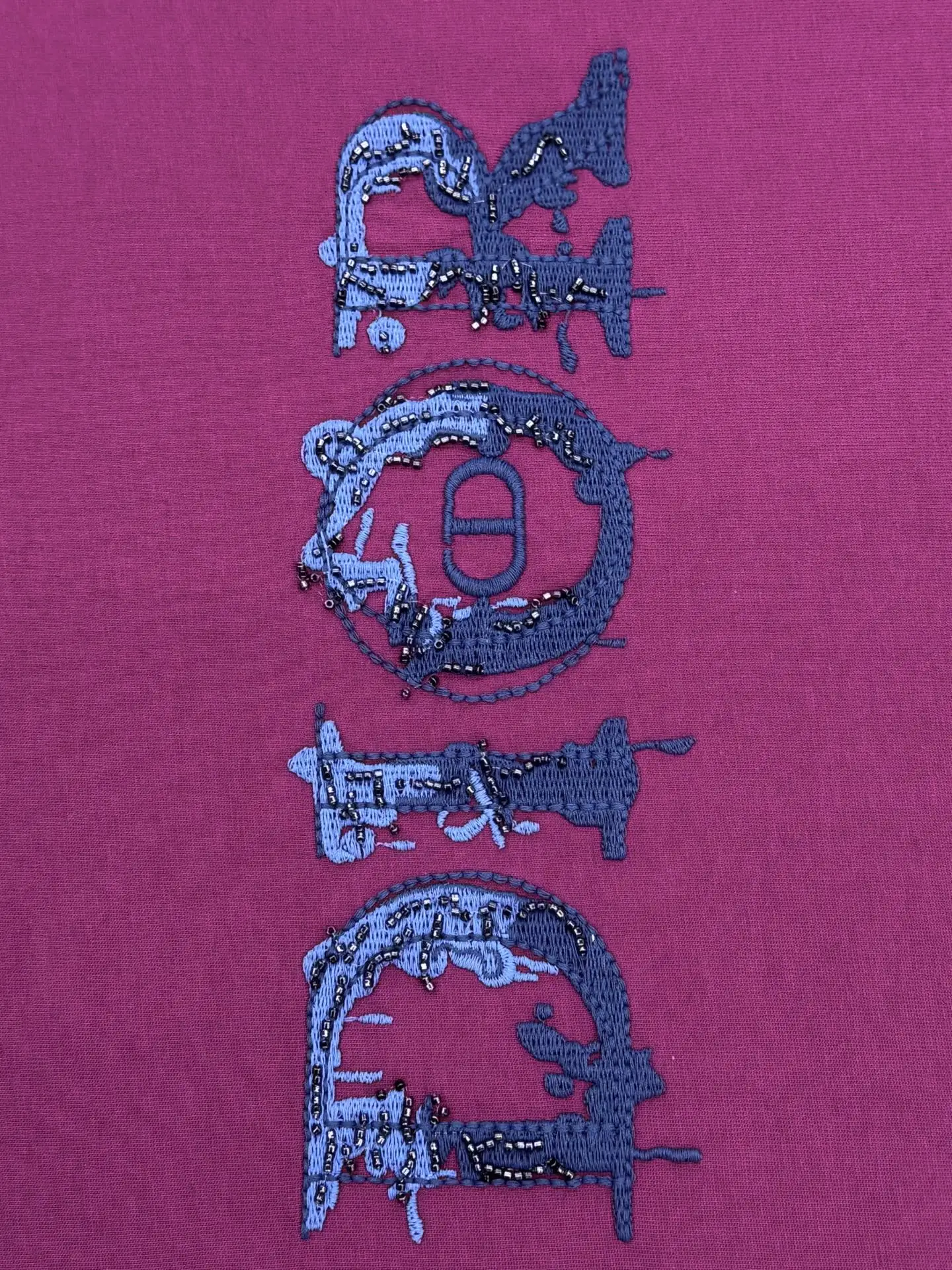 Beaded Logo Embroidery Cotton T-Shirt D15013241 — view 6