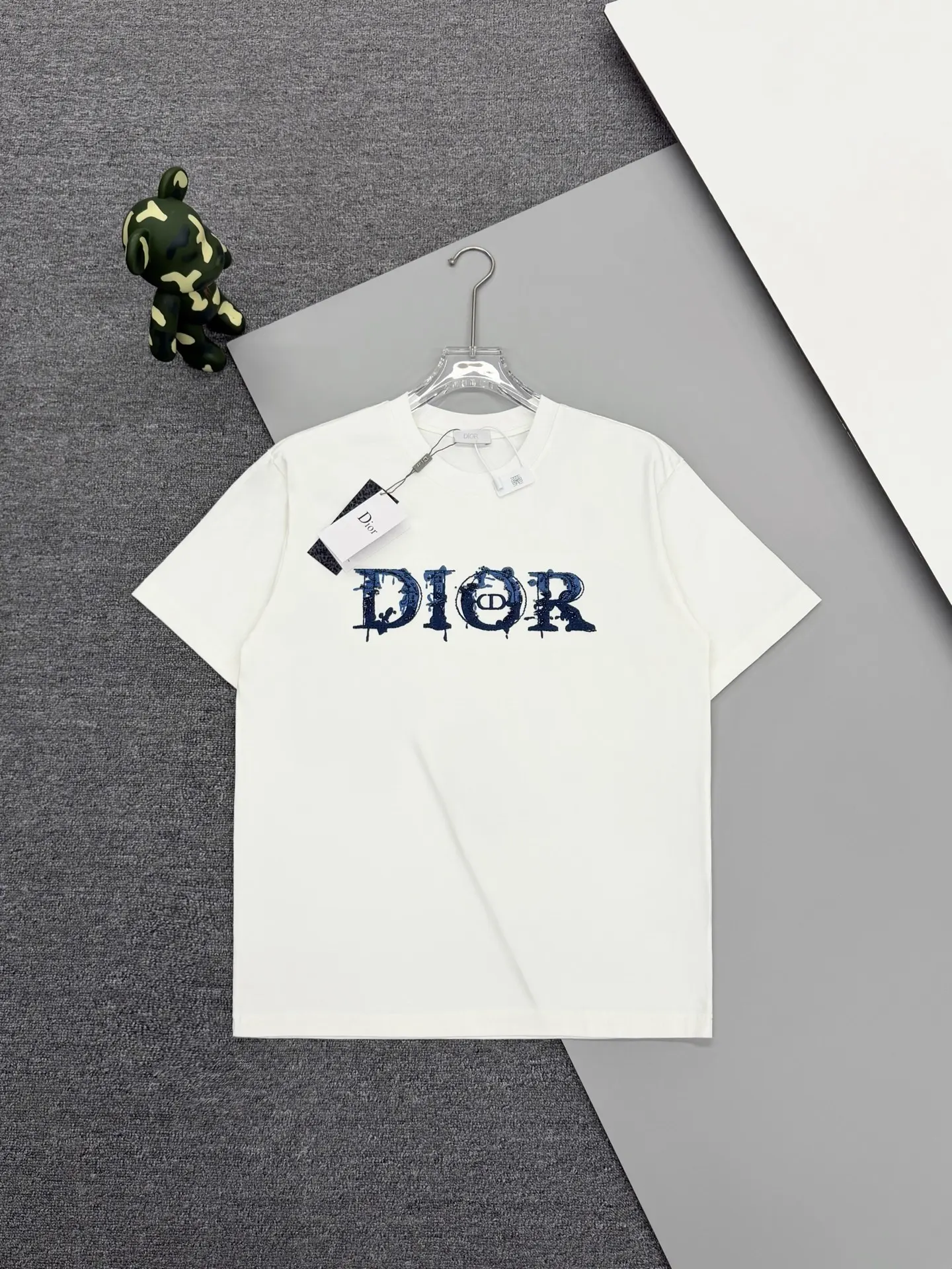 Beaded Logo Embroidery Cotton T-Shirt D15013238