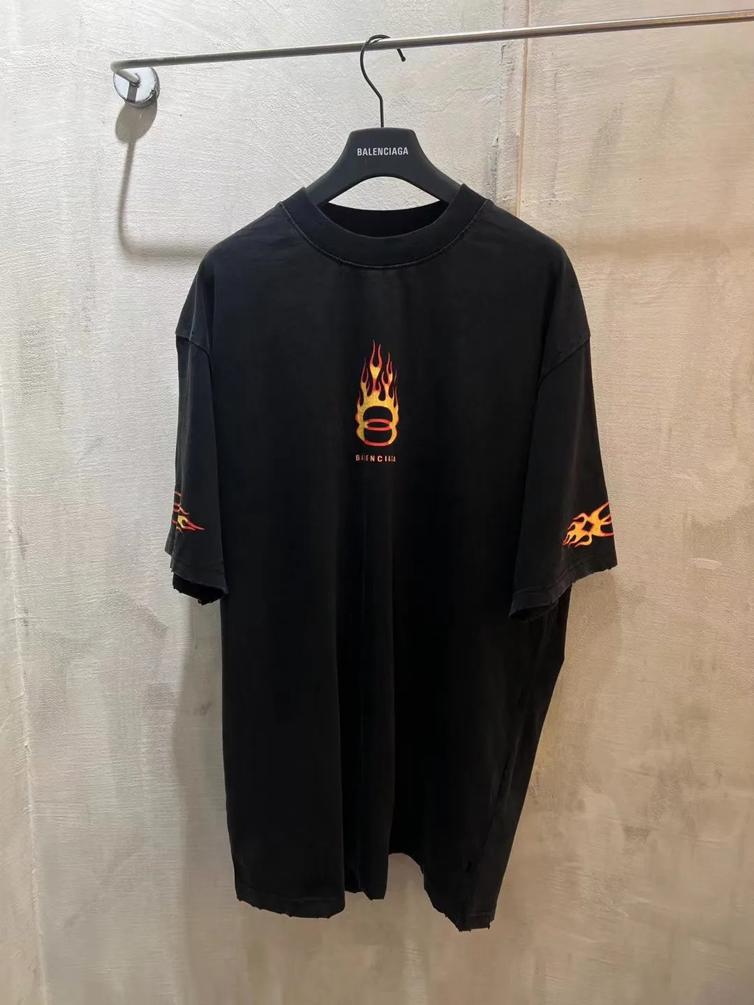 Flame Graphic Oversized Cotton T-Shirt D11518655