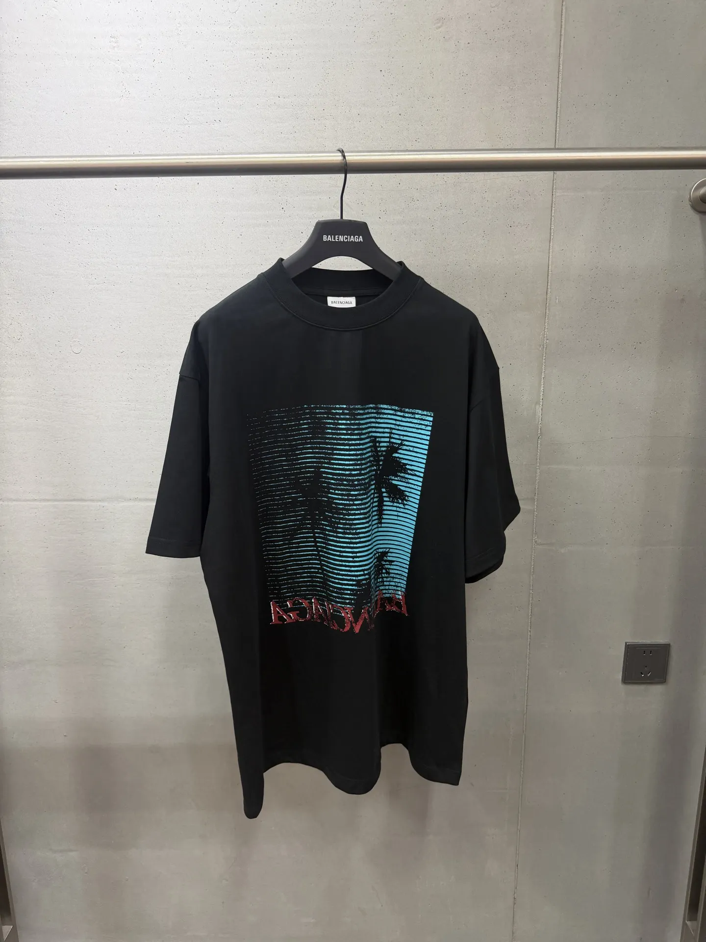 Palm Tree Graphic Print Oversized T-Shirt D15518685