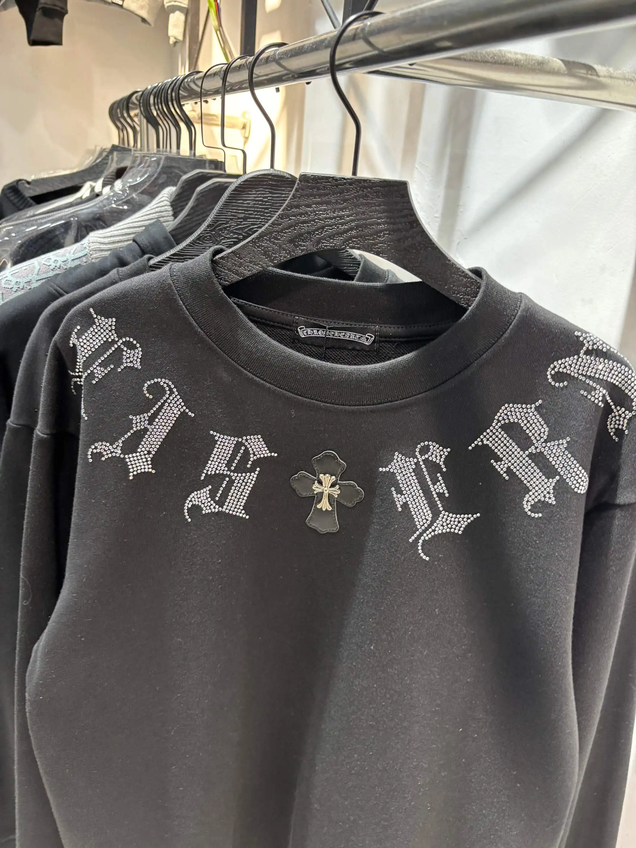 Rhinestone Logo Cotton-Jersey Sweatshirt D19513445 — view 4