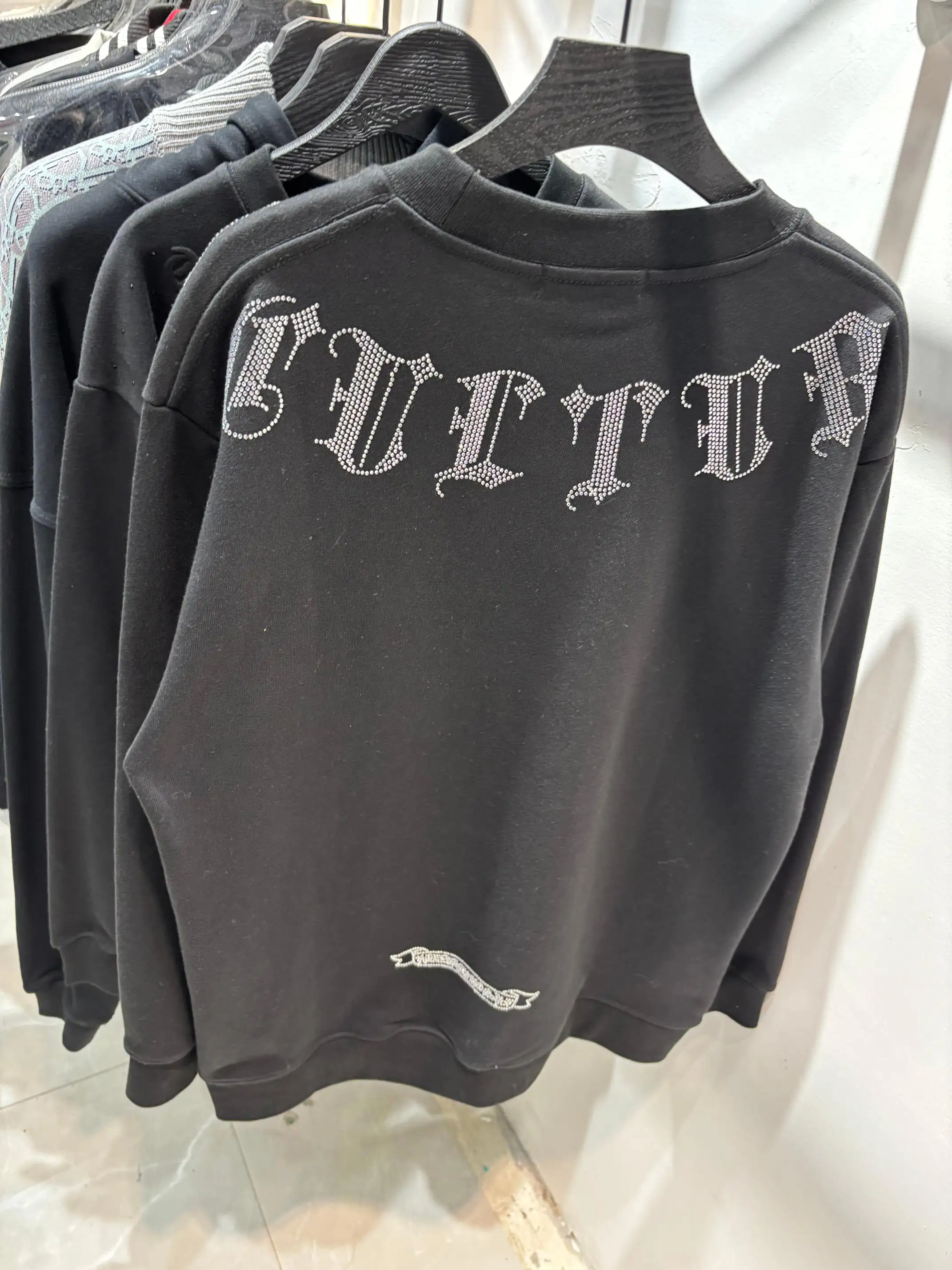 Rhinestone Logo Cotton-Jersey Sweatshirt D19513445 — view 6