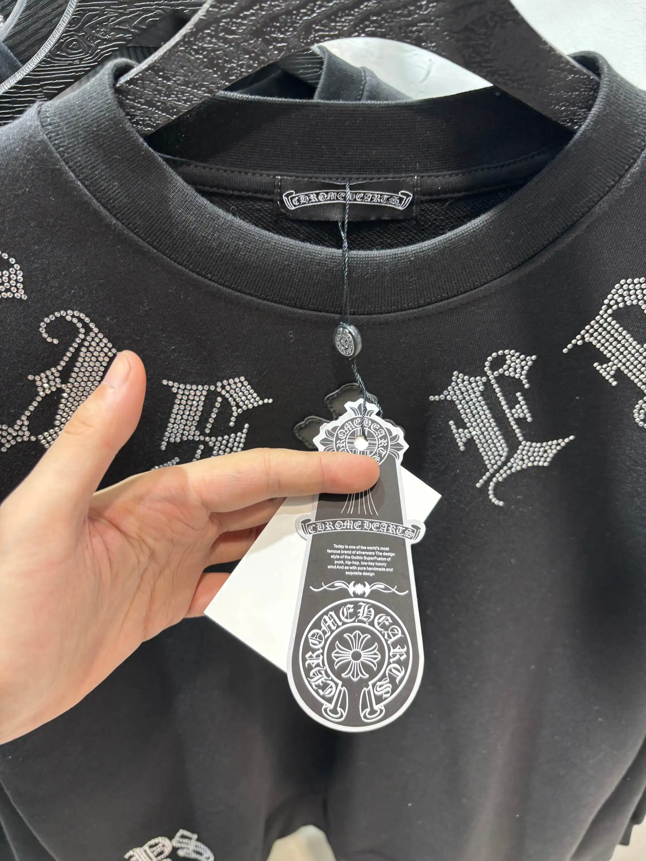 Rhinestone Logo Cotton-Jersey Sweatshirt D19513445 — view 7