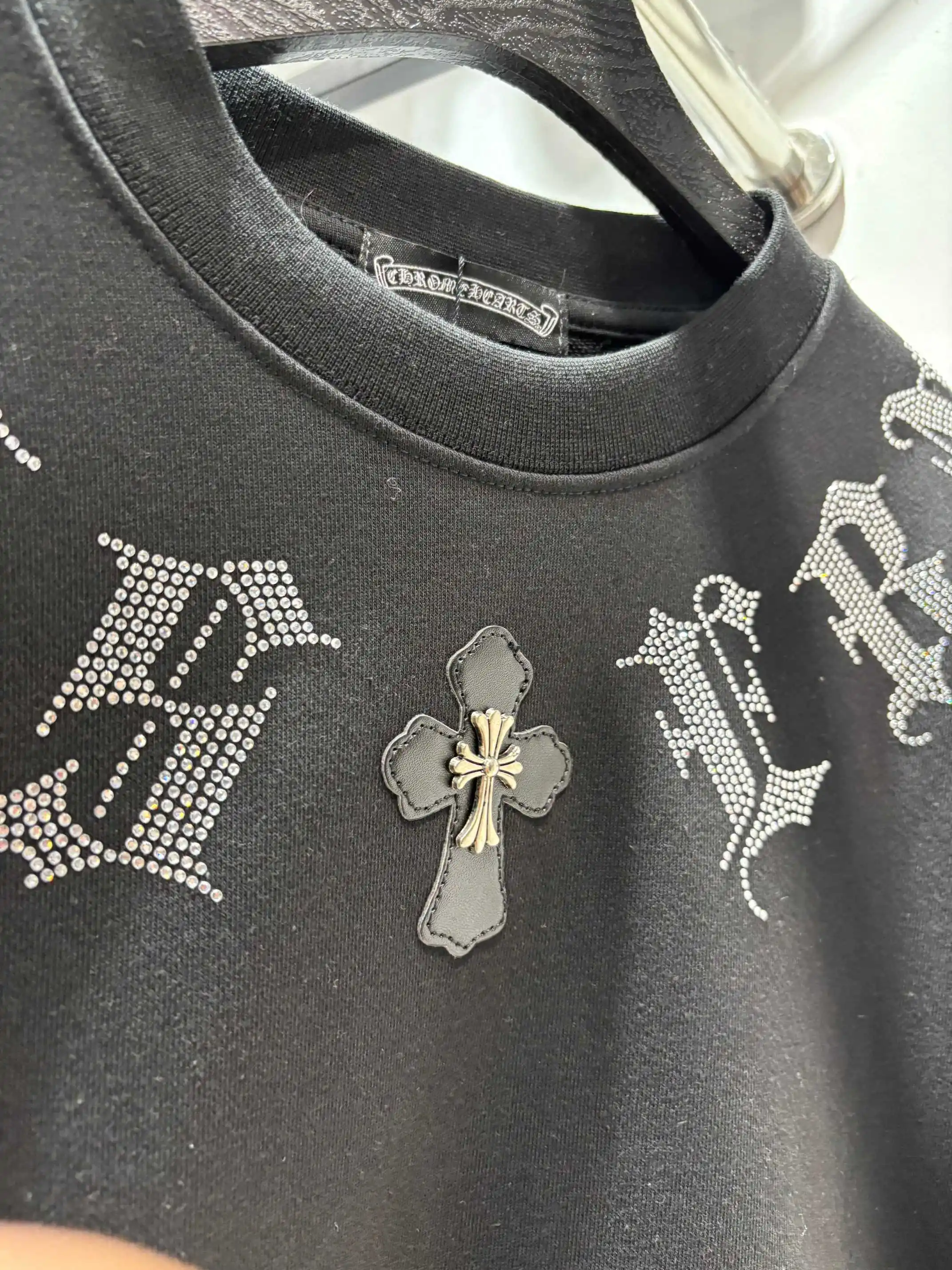 Rhinestone Logo Cotton-Jersey Sweatshirt D19513445 — view 8