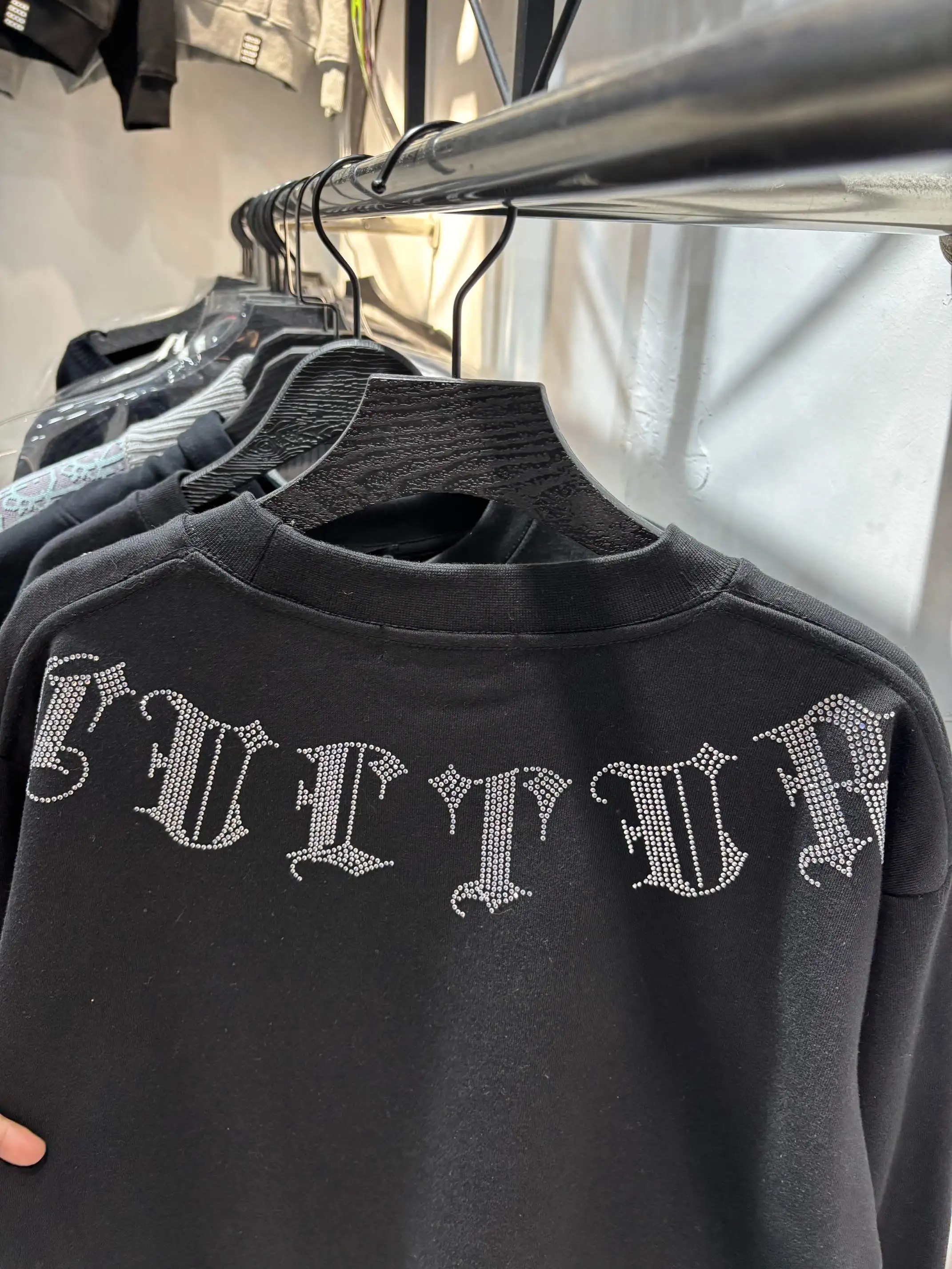 Rhinestone Logo Cotton-Jersey Sweatshirt D19513445 — view 10