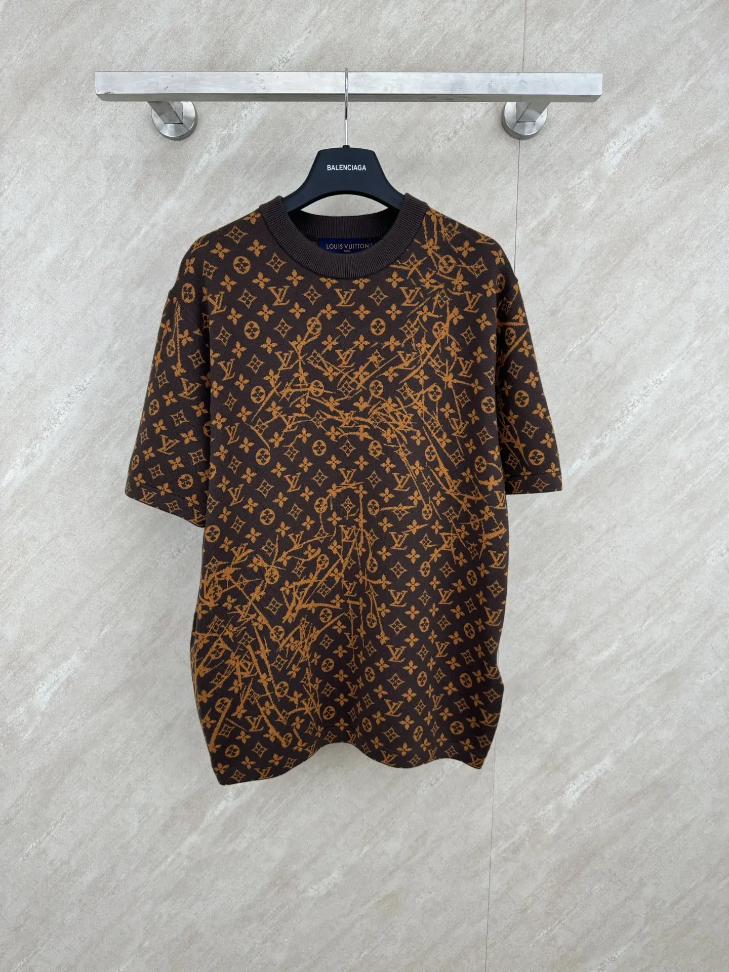 Monogram Jacquard Distressed Knit T-Shirt D28019852