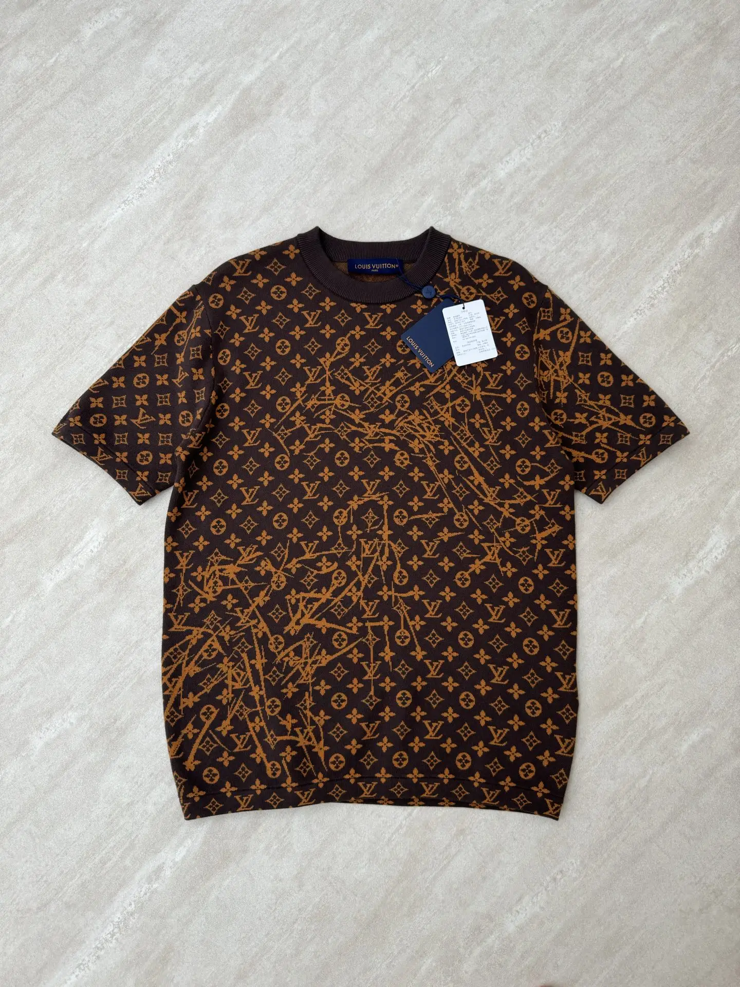 Monogram Jacquard Distressed Knit T-Shirt D28019852 — view 3
