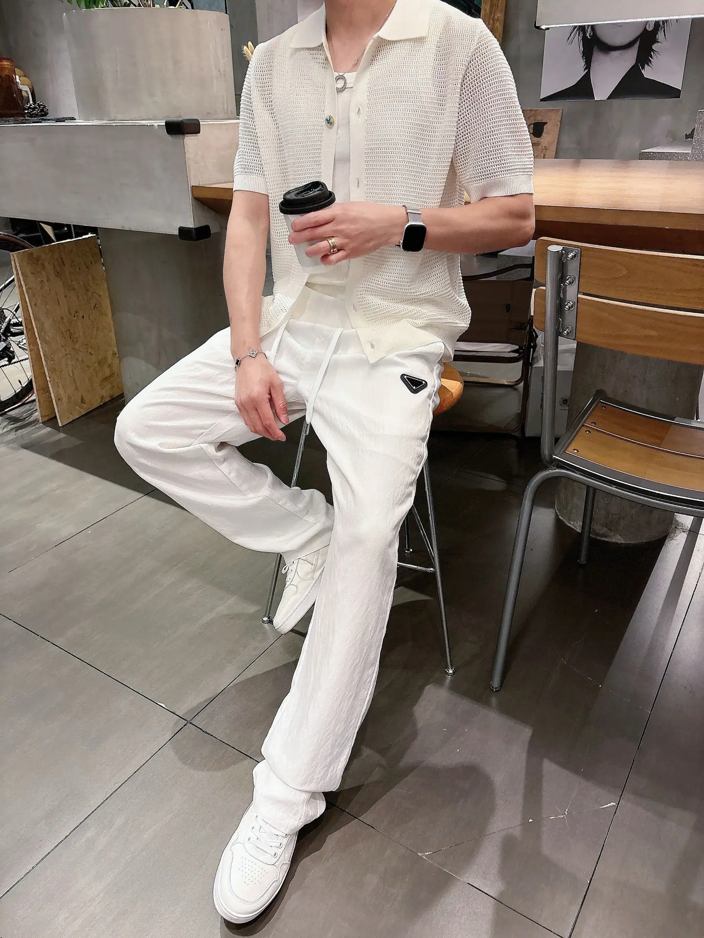 Logo-Patch Drawstring Casual Trousers D23011989 — view 5