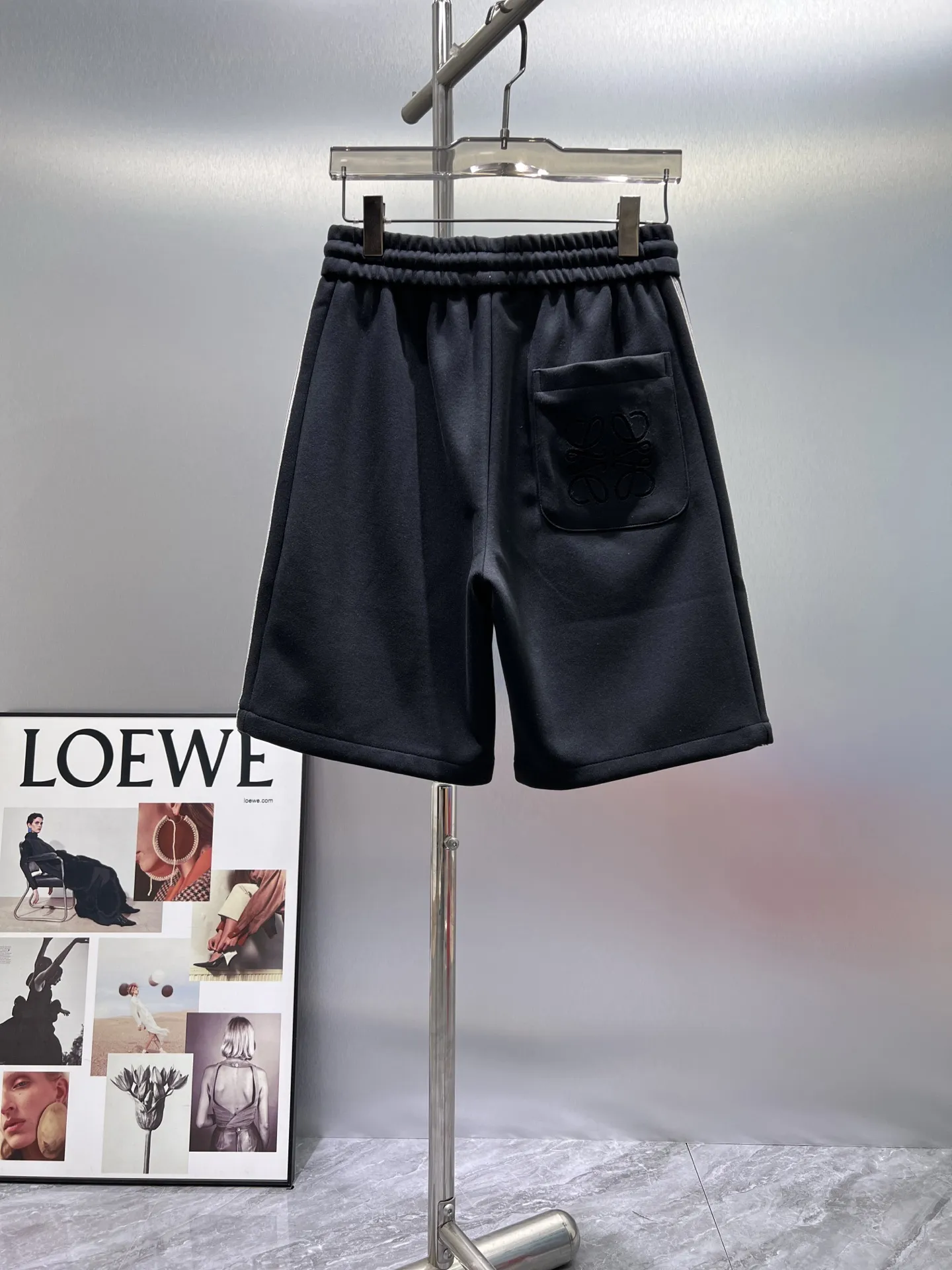 Anagram Embroidered Cotton-Blend Shorts D20512023 — view 2