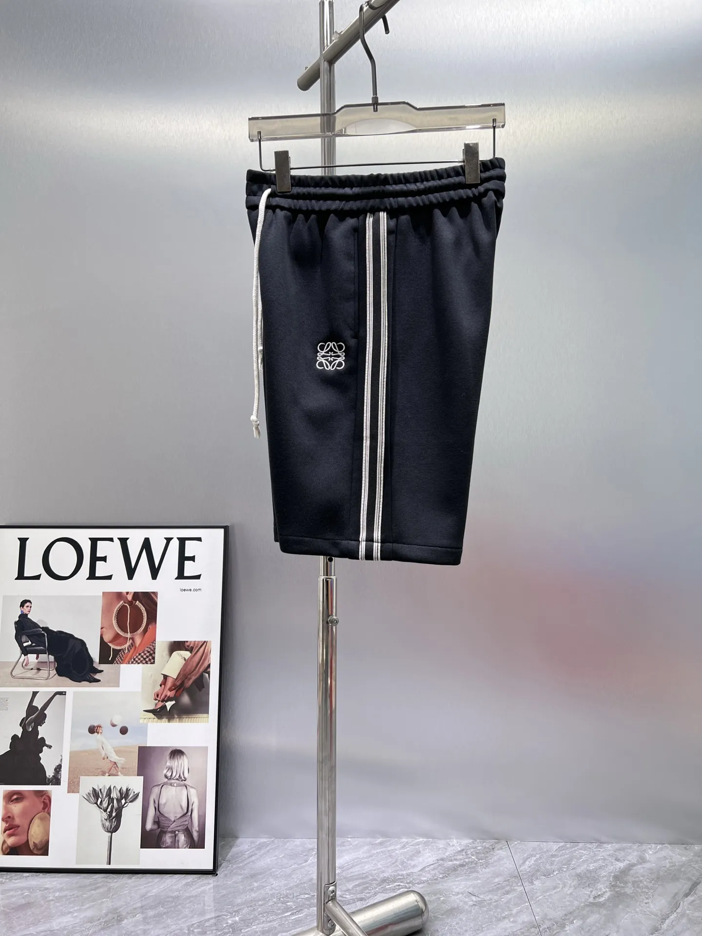 Anagram Embroidered Cotton-Blend Shorts D20512023 — view 3