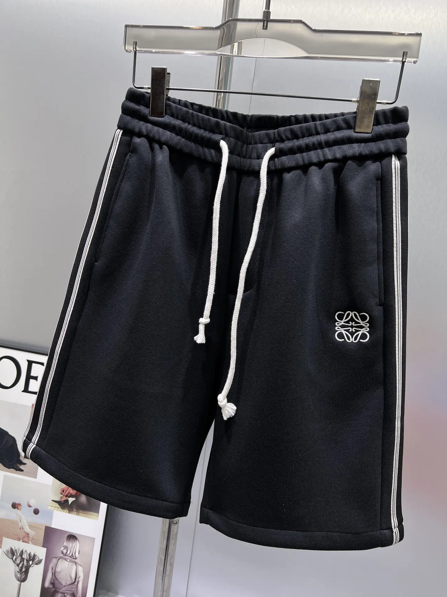 Anagram Embroidered Cotton-Blend Shorts D20512023 — view 5