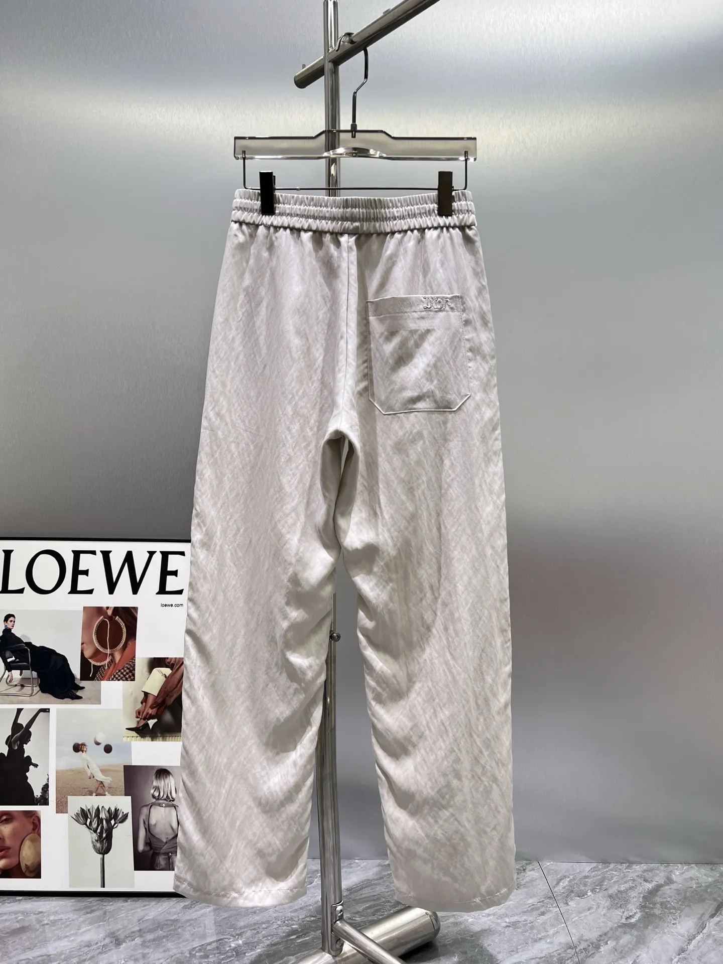 Logo-Embroidered Tencel and Linen-Blend Trousers D23012004 — view 2