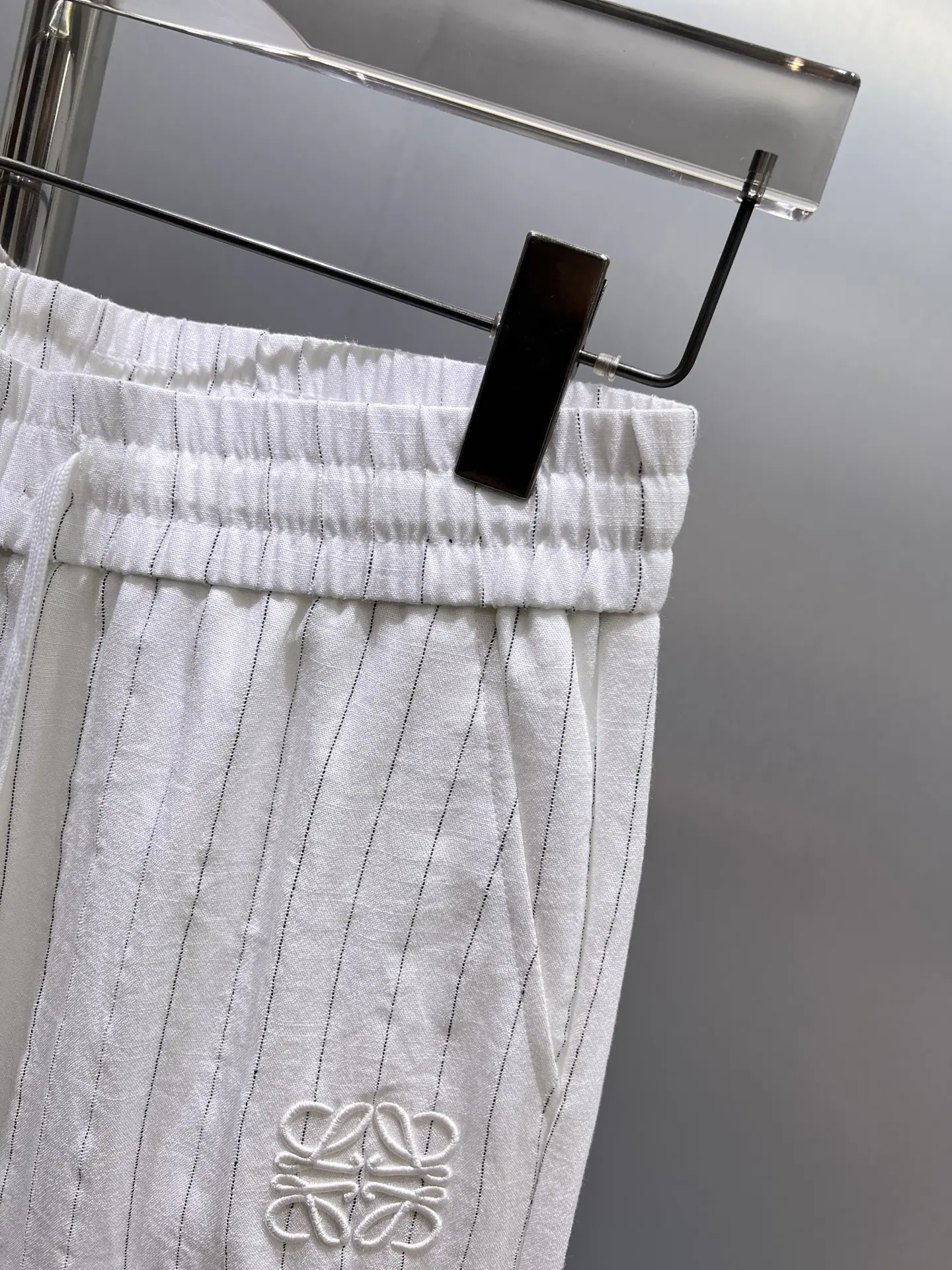 Embroidered Logo Cotton-Linen Trousers D19511009 — view 6