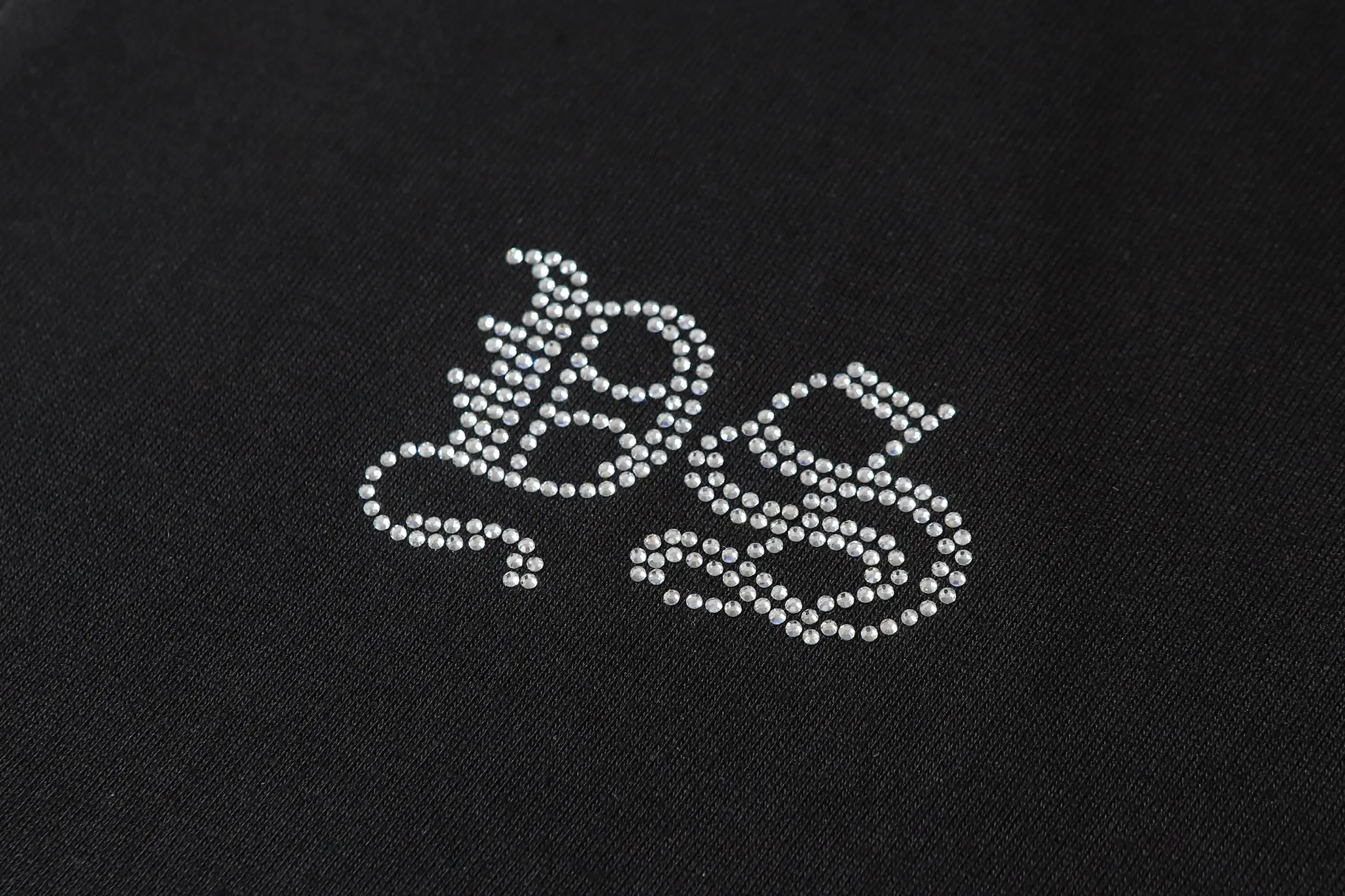 Rhinestone Gothic Script Cotton T-Shirt D10013519 — view 10