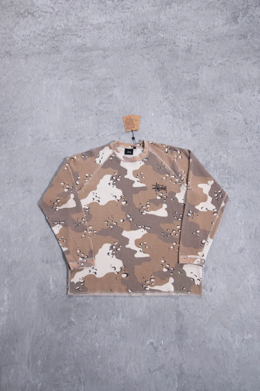 Waffle-Knit Enzyme-Washed Long Sleeve Top D16523689 — view 145