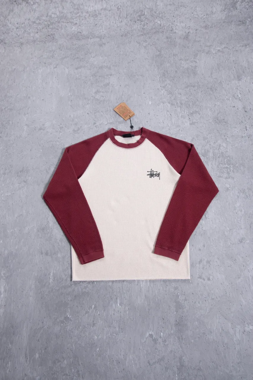 Waffle-Knit Enzyme-Washed Long Sleeve Top D16523689 — view 153