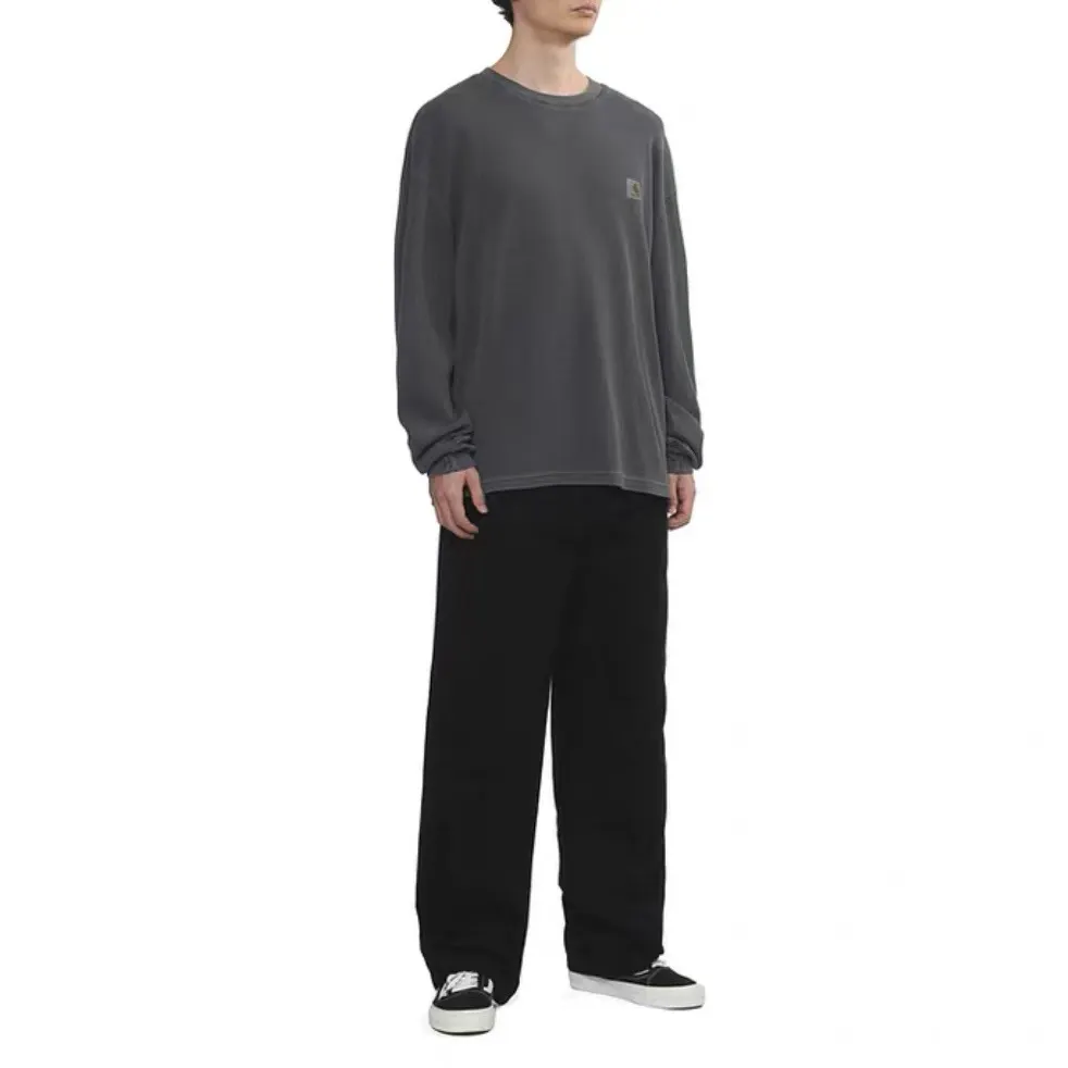 Enzyme-Washed Waffle Knit Long-Sleeve T-Shirt D13523686 — view 2