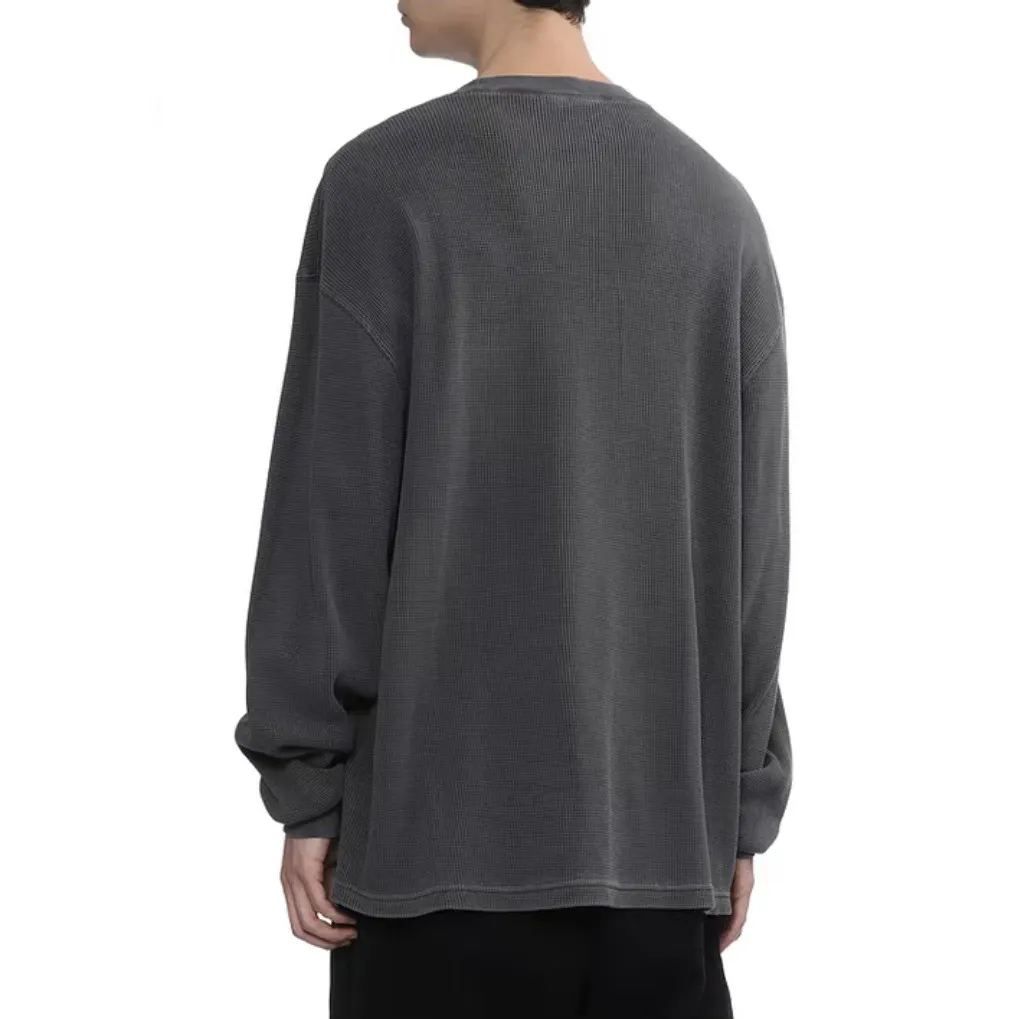 Enzyme-Washed Waffle Knit Long-Sleeve T-Shirt D13523686 — view 3
