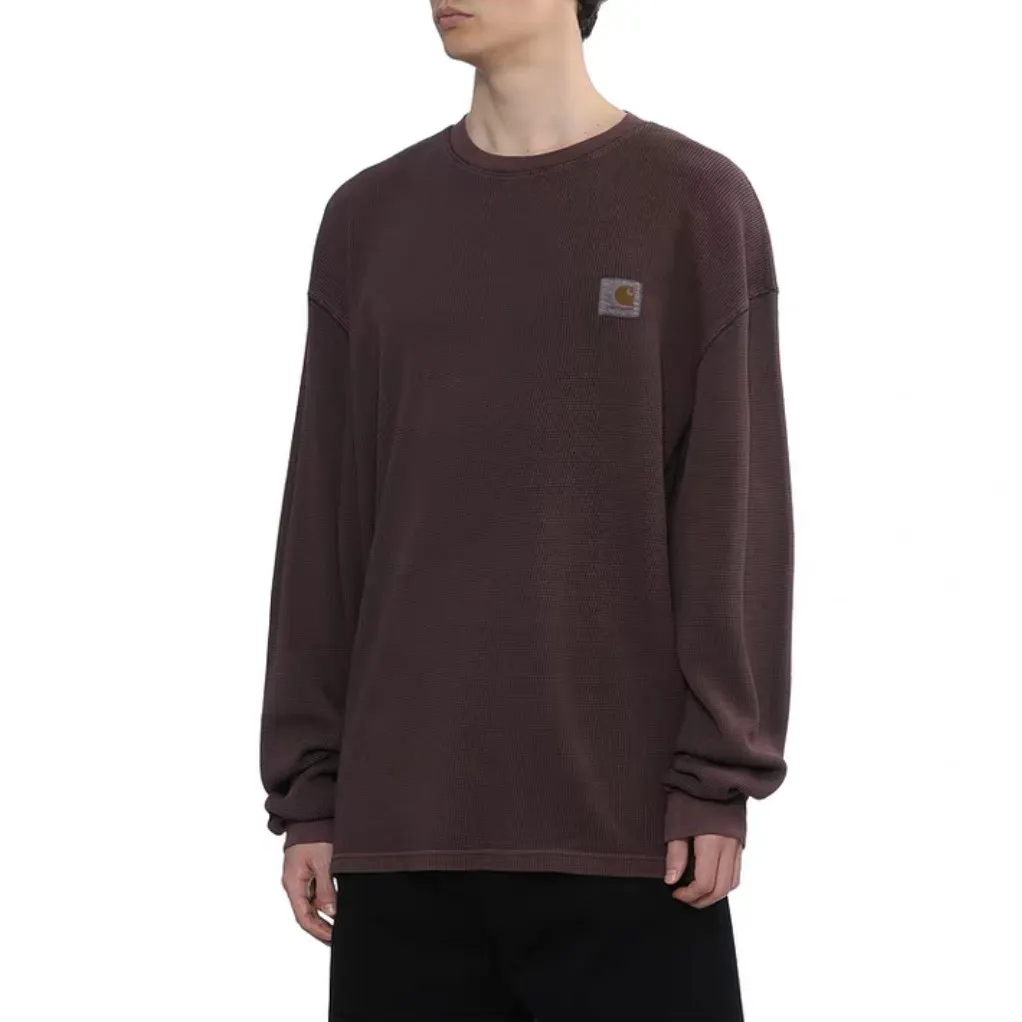 Enzyme-Washed Waffle Knit Long-Sleeve T-Shirt D13523686 — view 5