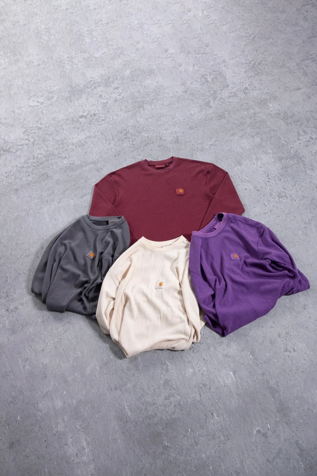 Enzyme-Washed Waffle Knit Long-Sleeve T-Shirt D13523686 — view 28