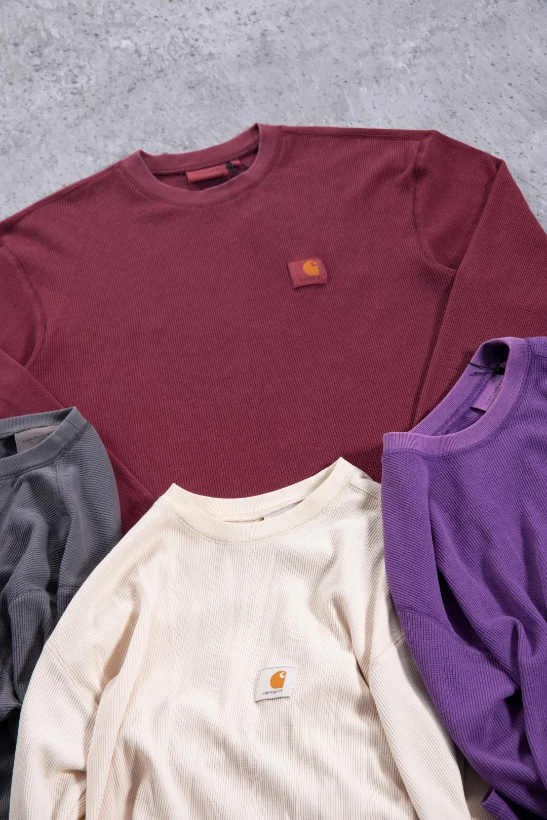 Enzyme-Washed Waffle Knit Long-Sleeve T-Shirt D13523686 — view 30