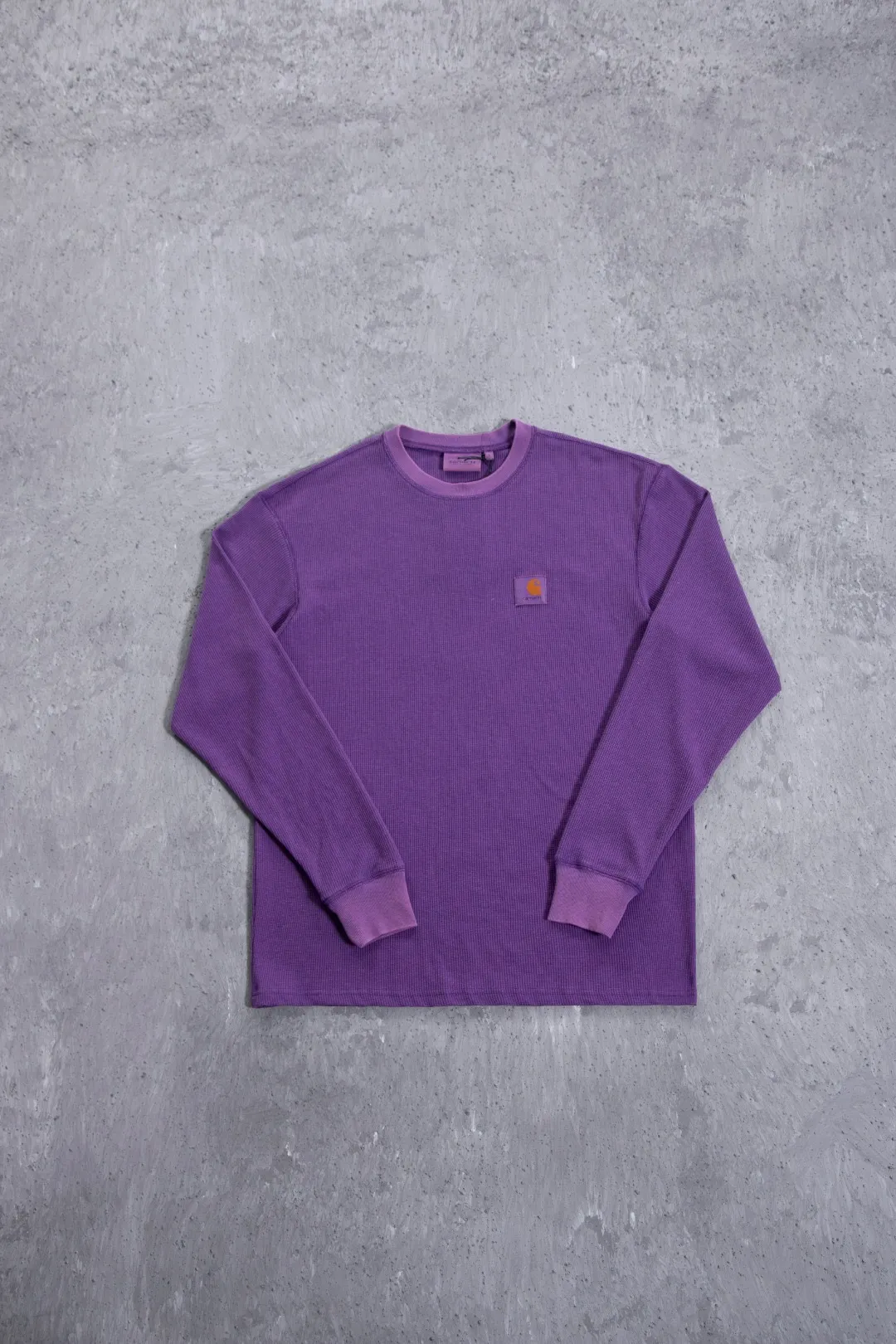 Enzyme-Washed Waffle Knit Long-Sleeve T-Shirt D13523686 — view 32
