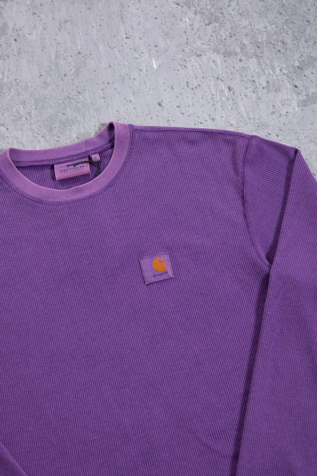 Enzyme-Washed Waffle Knit Long-Sleeve T-Shirt D13523686 — view 33