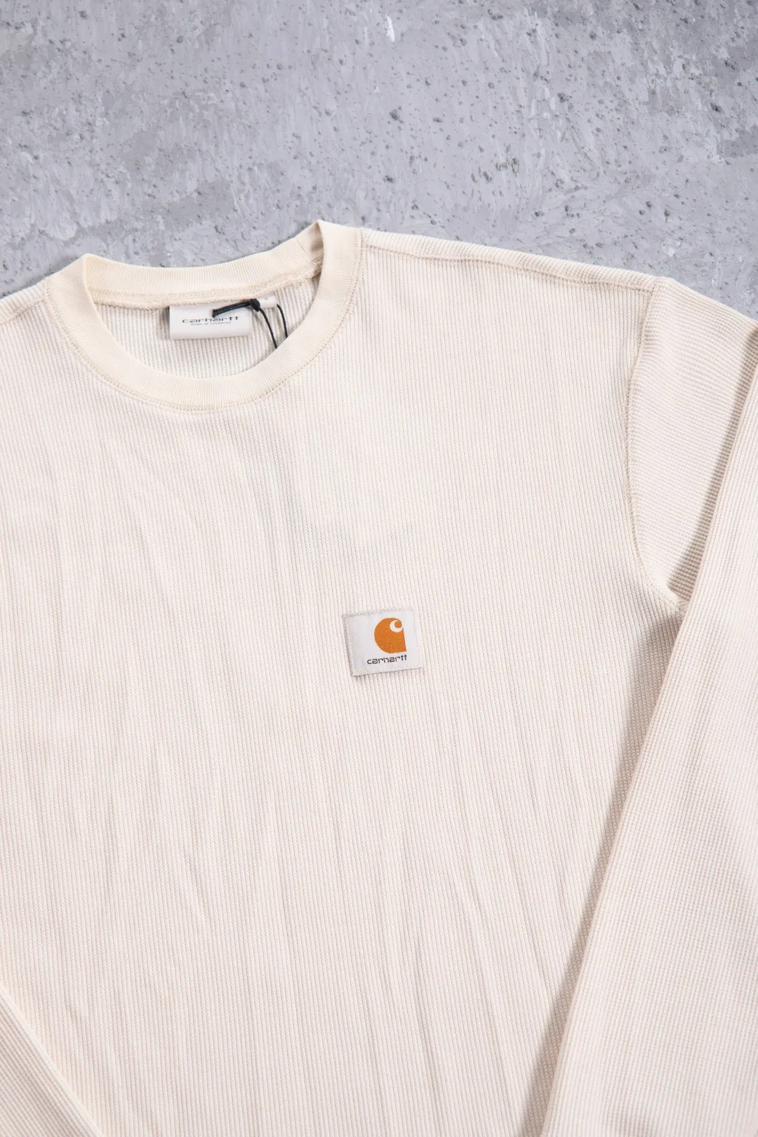 Enzyme-Washed Waffle Knit Long-Sleeve T-Shirt D13523686 — view 35