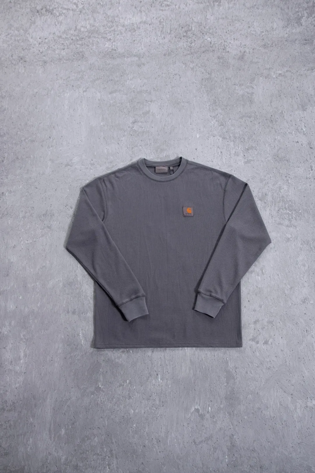 Enzyme-Washed Waffle Knit Long-Sleeve T-Shirt D13523686 — view 36