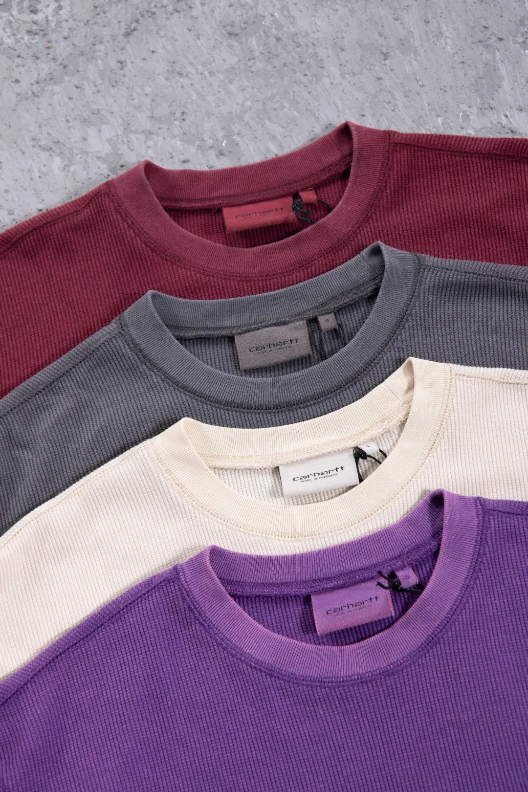 Enzyme-Washed Waffle Knit Long-Sleeve T-Shirt D13523686 — view 40