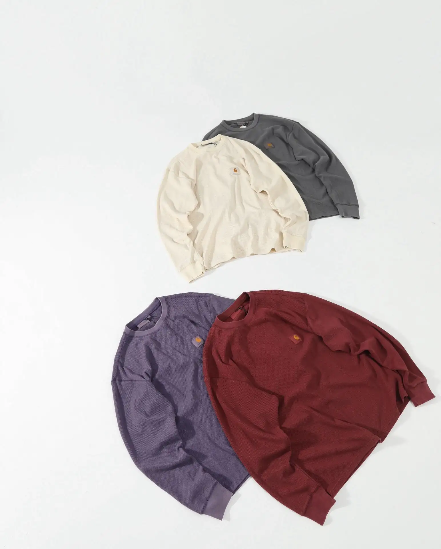 Enzyme-Washed Waffle Knit Long-Sleeve T-Shirt D13523686 — view 60