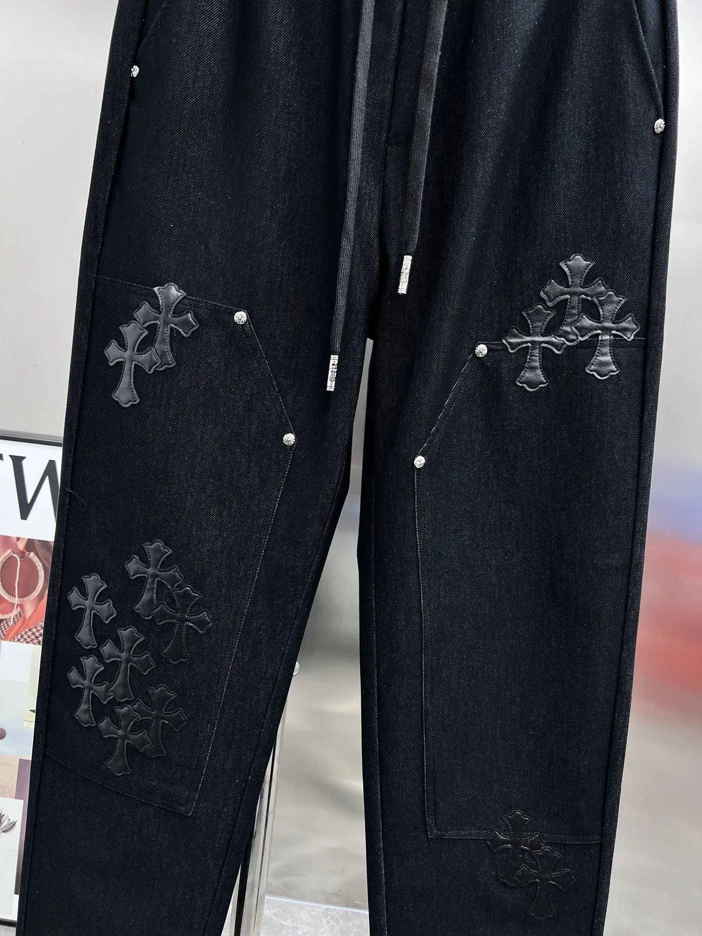 Leather Cross Patch Riveted Trousers D23514241 — view 5