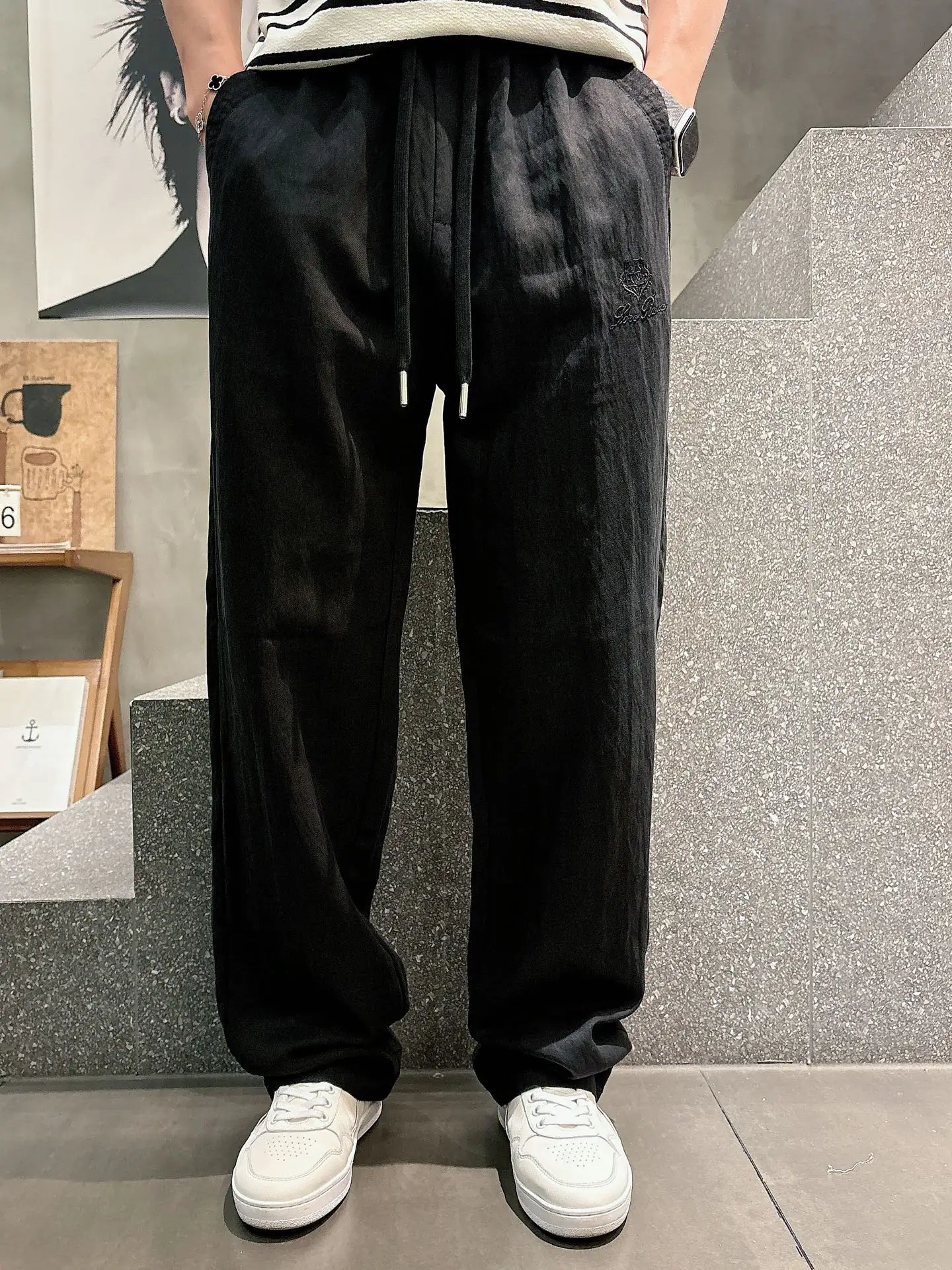Embroidered Logo Drawstring Casual Trousers D23512935 — view 7