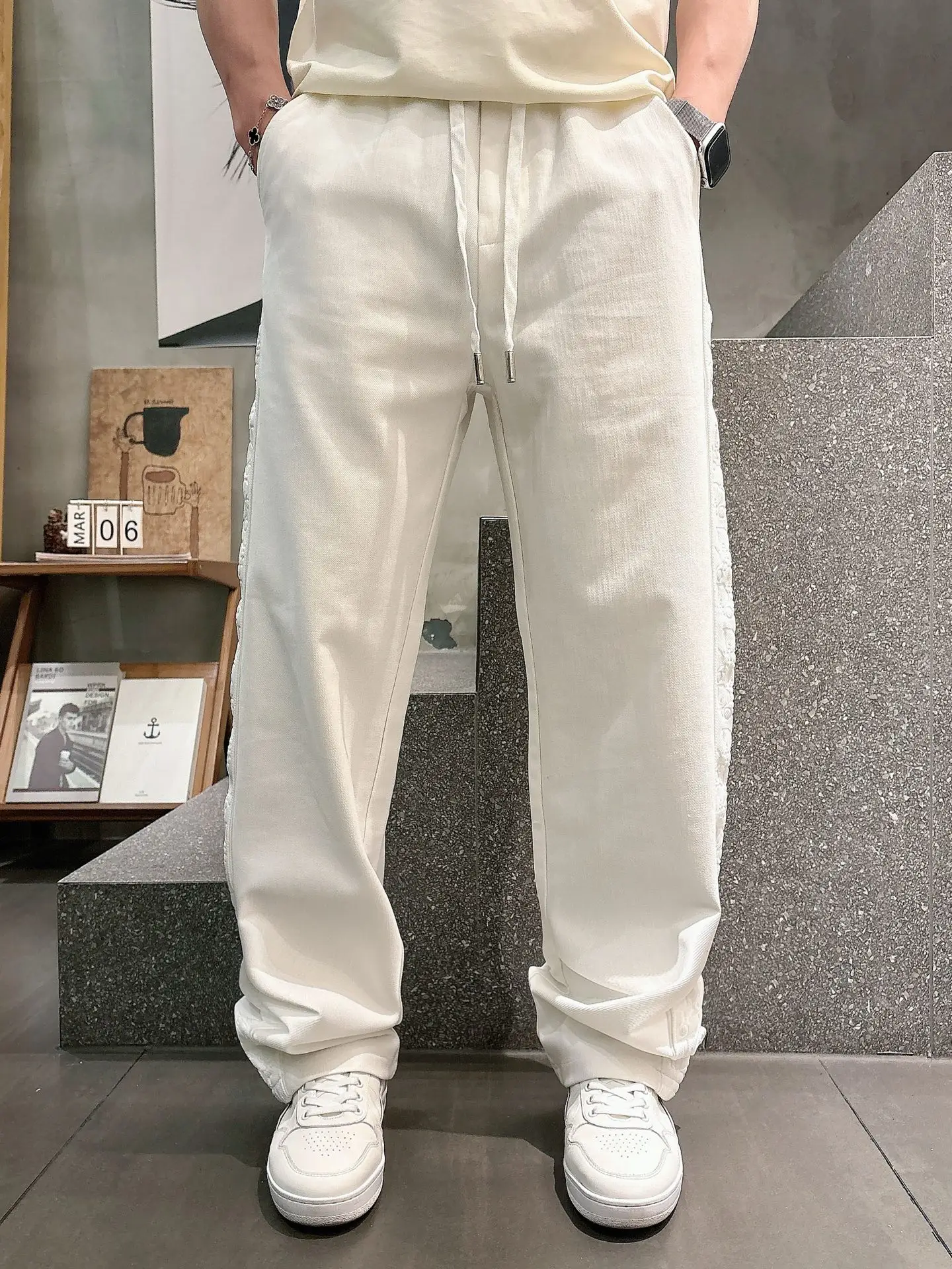 Logo-Jacquard Taped Casual Trousers D23512928