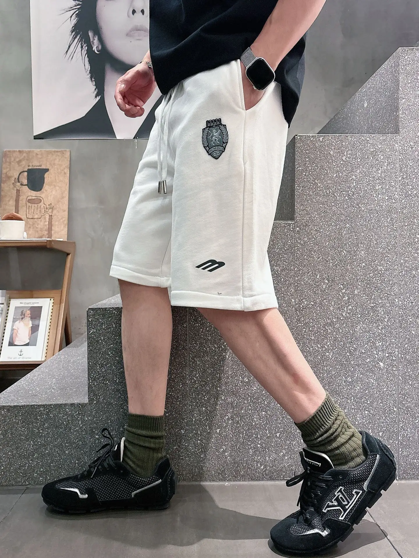 Embroidered Cotton-Jersey Sweat Shorts D20012046 — view 3