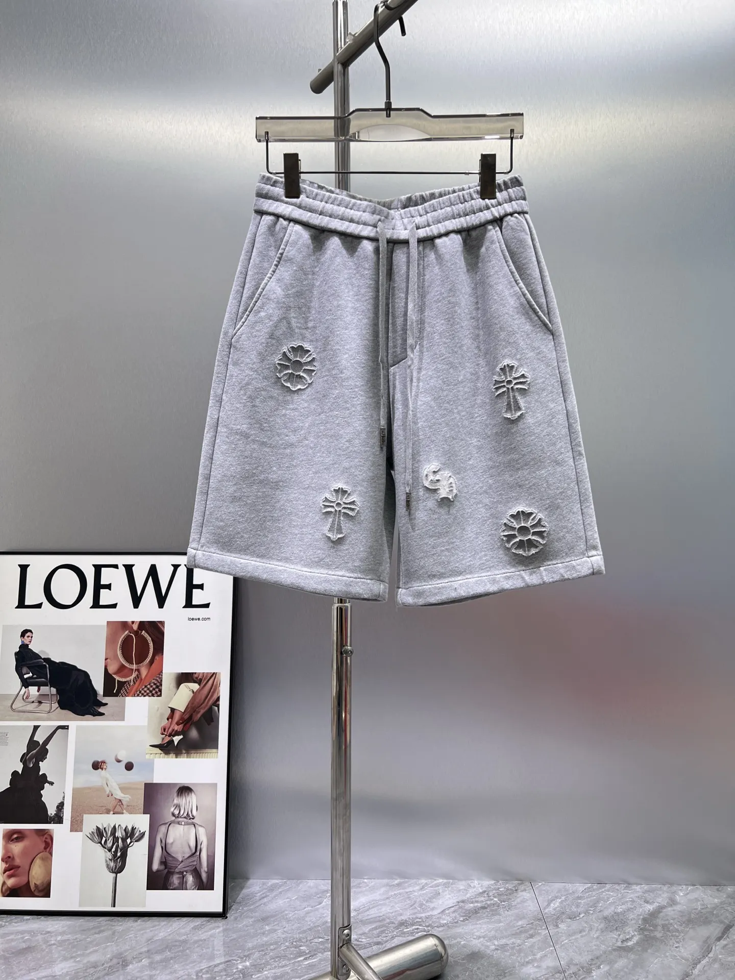 Laser-Cut Logo Cotton-Blend Shorts D21012014