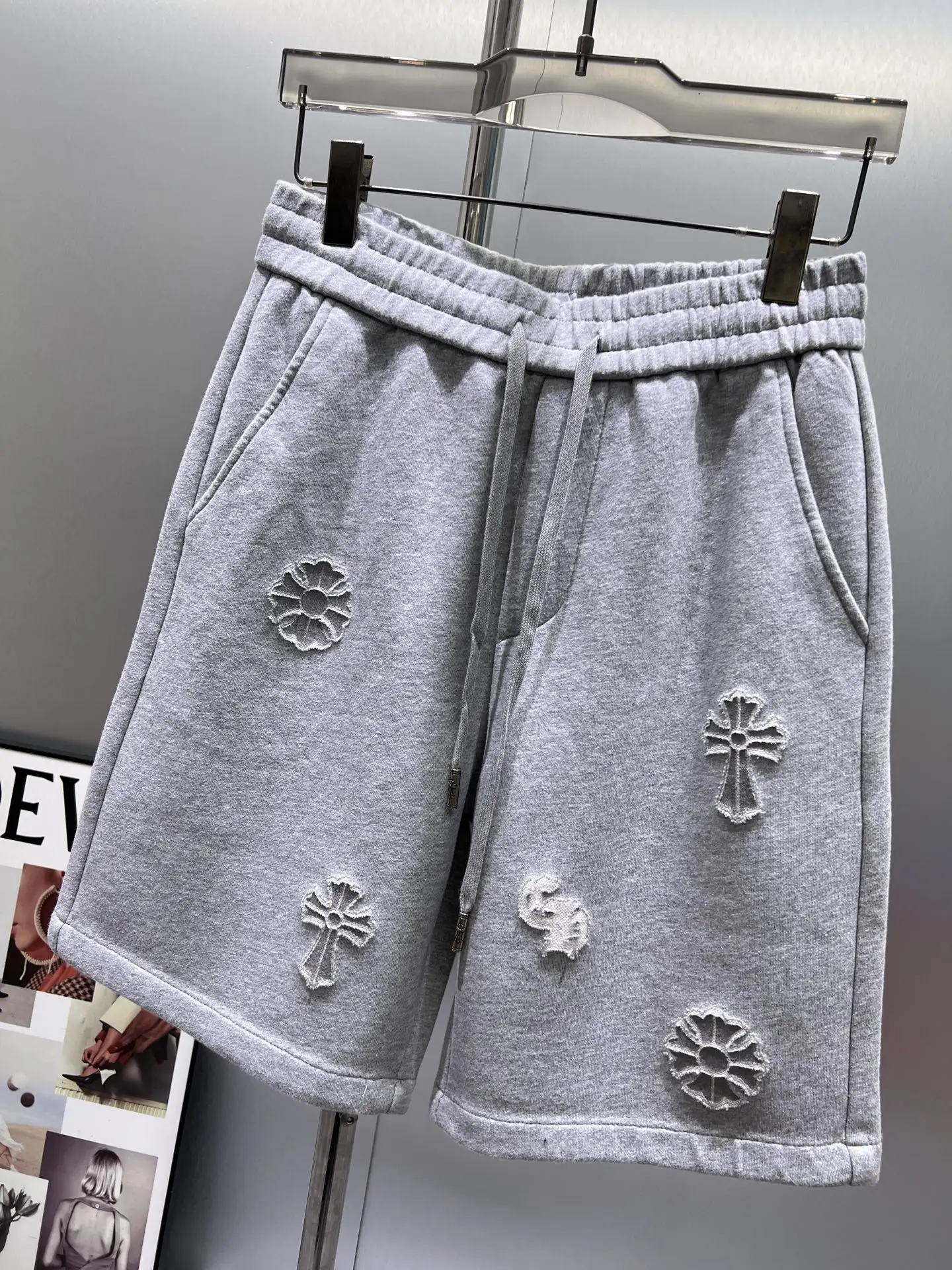 Laser-Cut Logo Cotton-Blend Shorts D21012014 — view 5